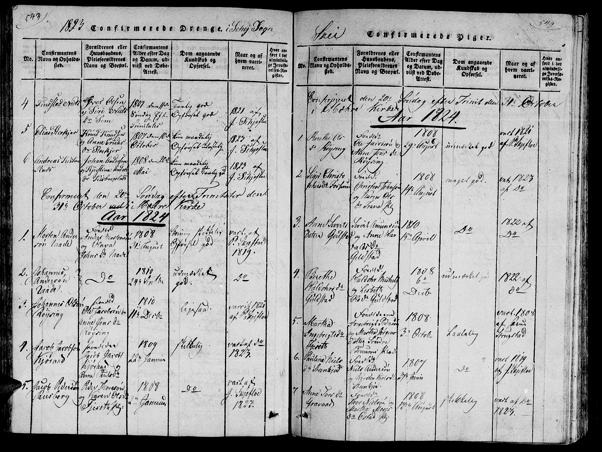 Ministerialprotokoller, klokkerbøker og fødselsregistre - Nord-Trøndelag, SAT/A-1458/735/L0333: Ministerialbok nr. 735A04 /2, 1816-1825, s. 543-544