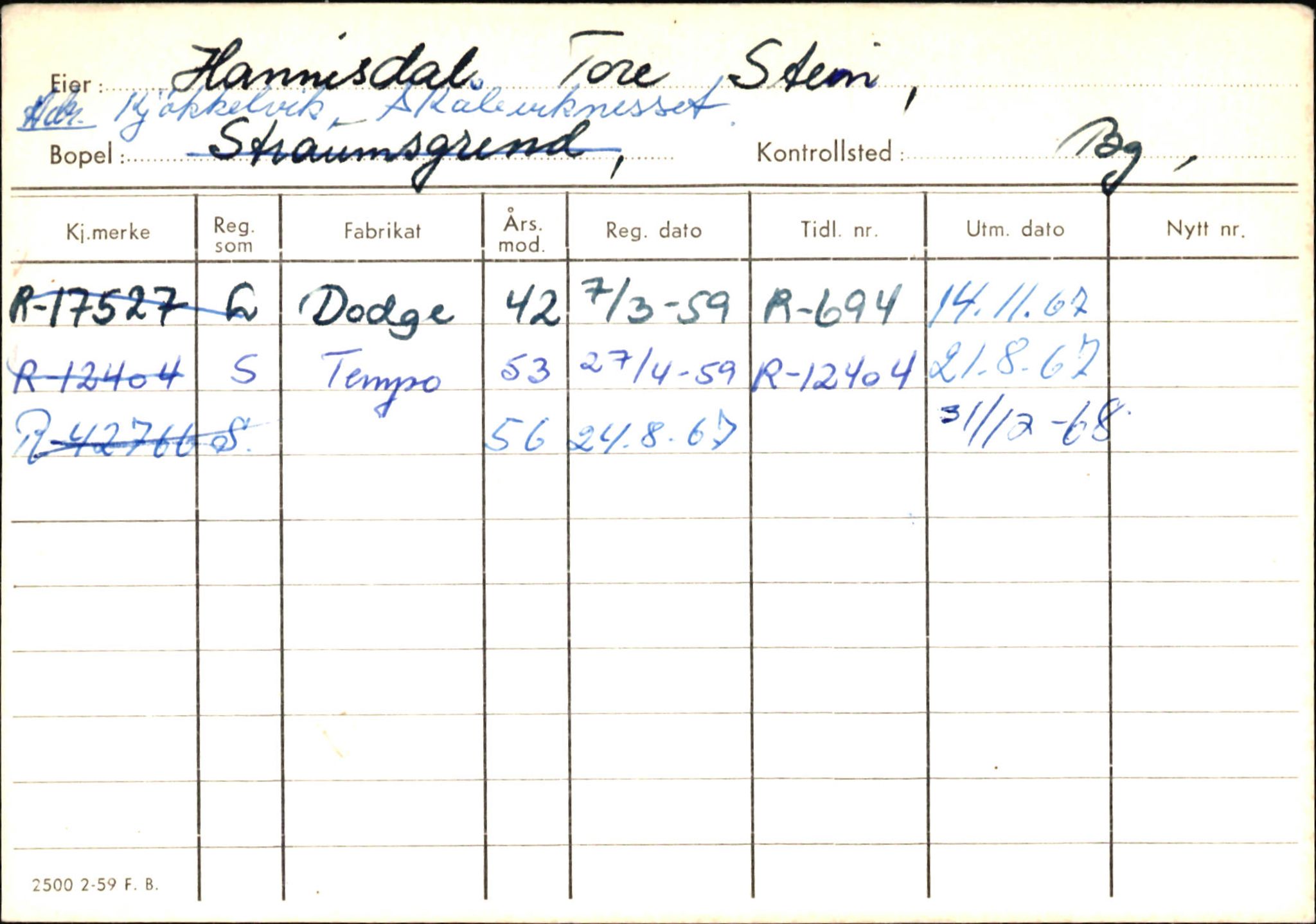 Statens vegvesen, Hordaland vegkontor, SAB/A-5201/2/Ha/L0018: R-eierkort H, 1920-1971, s. 859