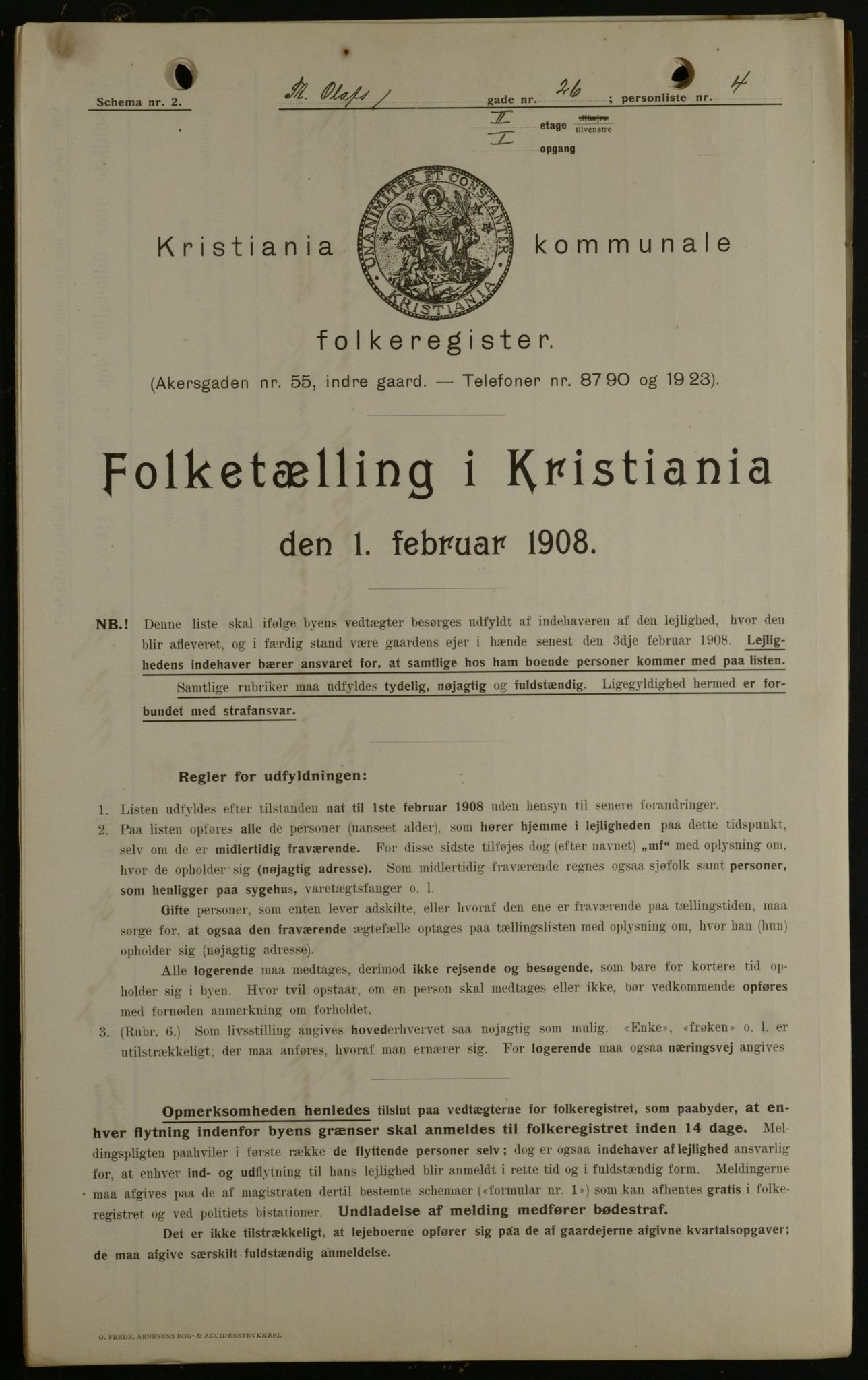 OBA, Kommunal folketelling 1.2.1908 for Kristiania kjøpstad, 1908, s. 79540