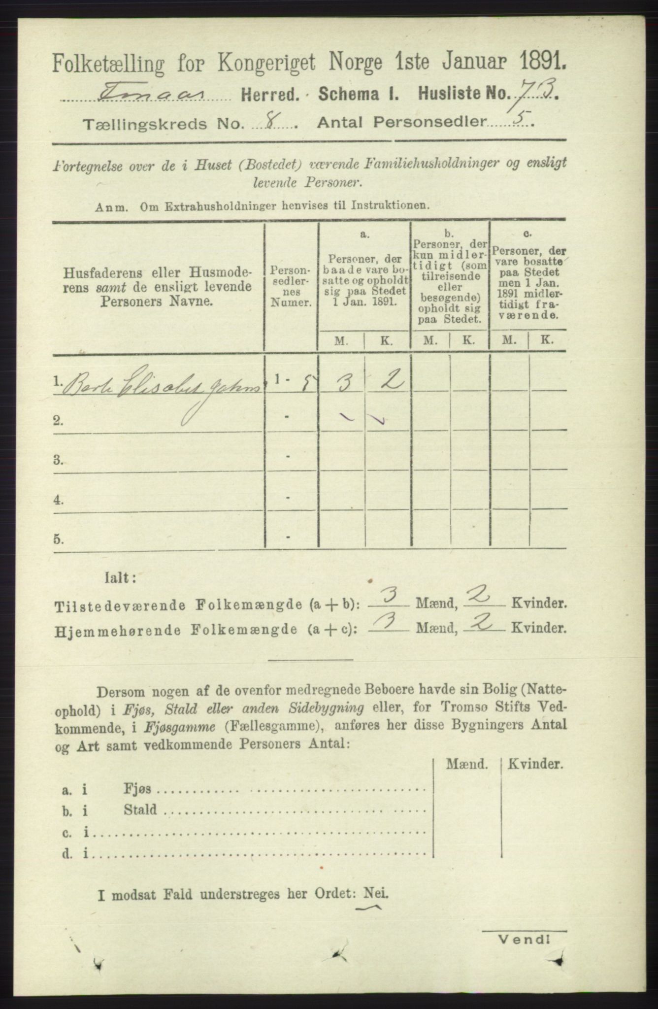 RA, Folketelling 1891 for 1218 Finnås herred, 1891, s. 3367