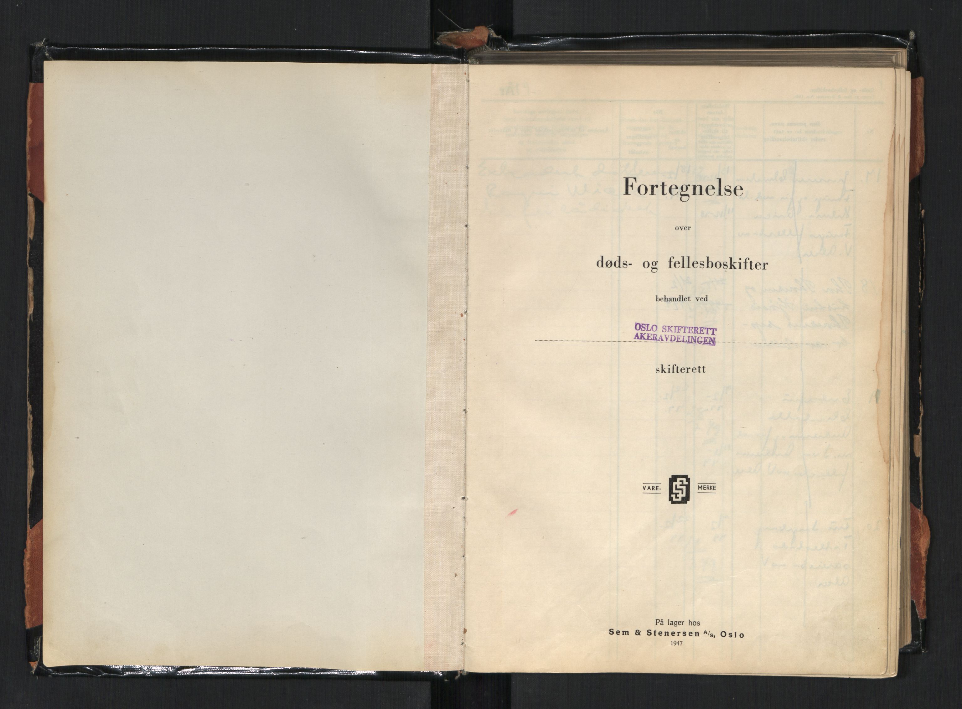 Oslo skifterett, AV/SAO-A-10383/F/Fb/Fbb/Fbbd/L0001: Skiftelister for sluttede bo - avd. III, 1949-1955