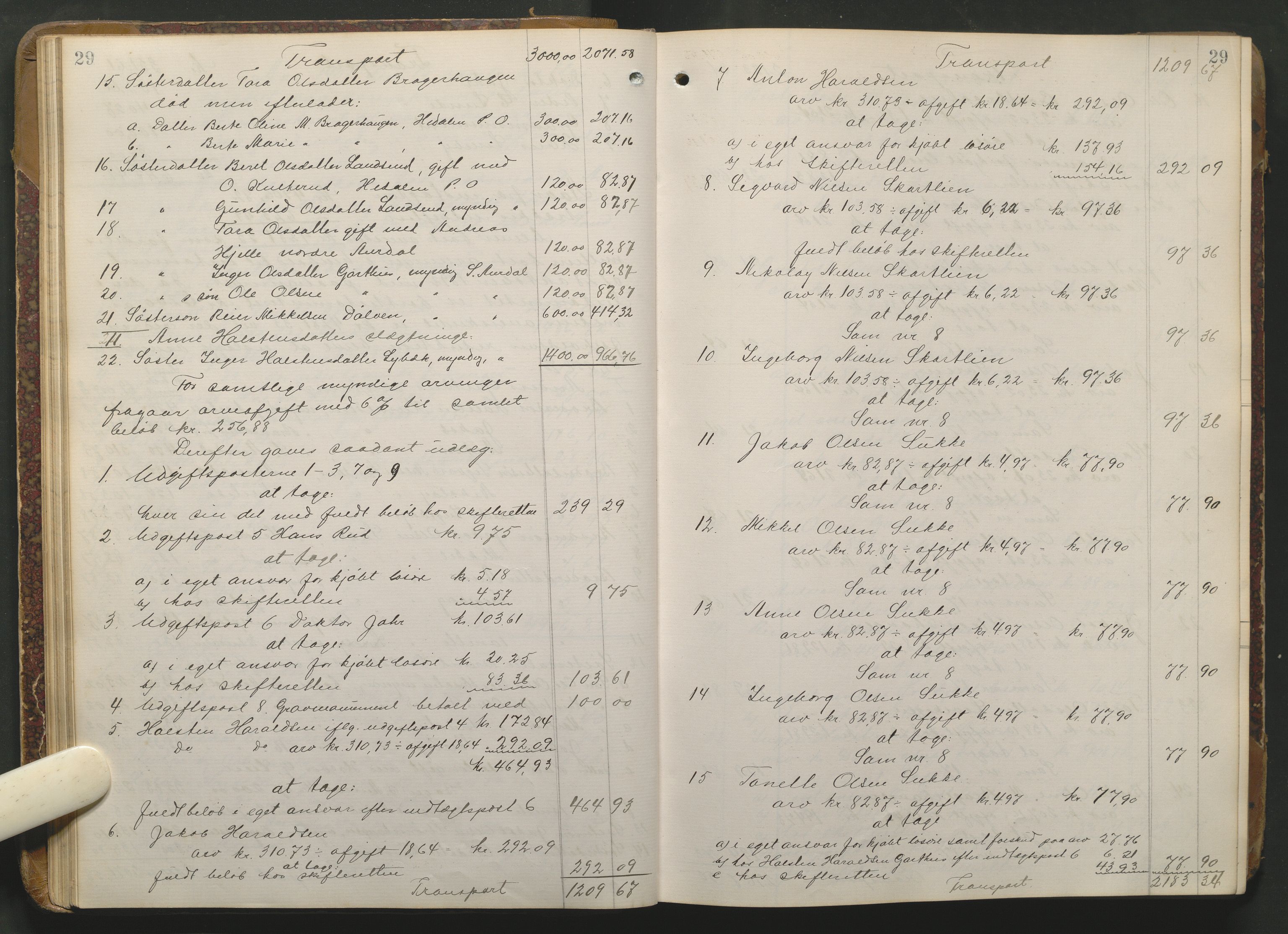 Hadeland og Land tingrett, AV/SAH-TING-010/J/Jd/L0004: Skifteutlodningsprotokoll, 1900-1913, s. 29