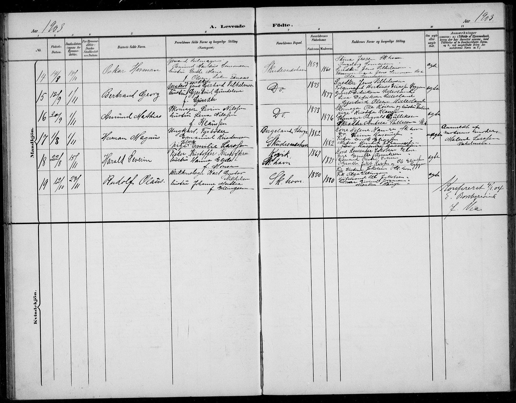 Skudenes sokneprestkontor, AV/SAST-A -101849/H/Ha/Hab/L0008: Klokkerbok nr. B 8, 1900-1937