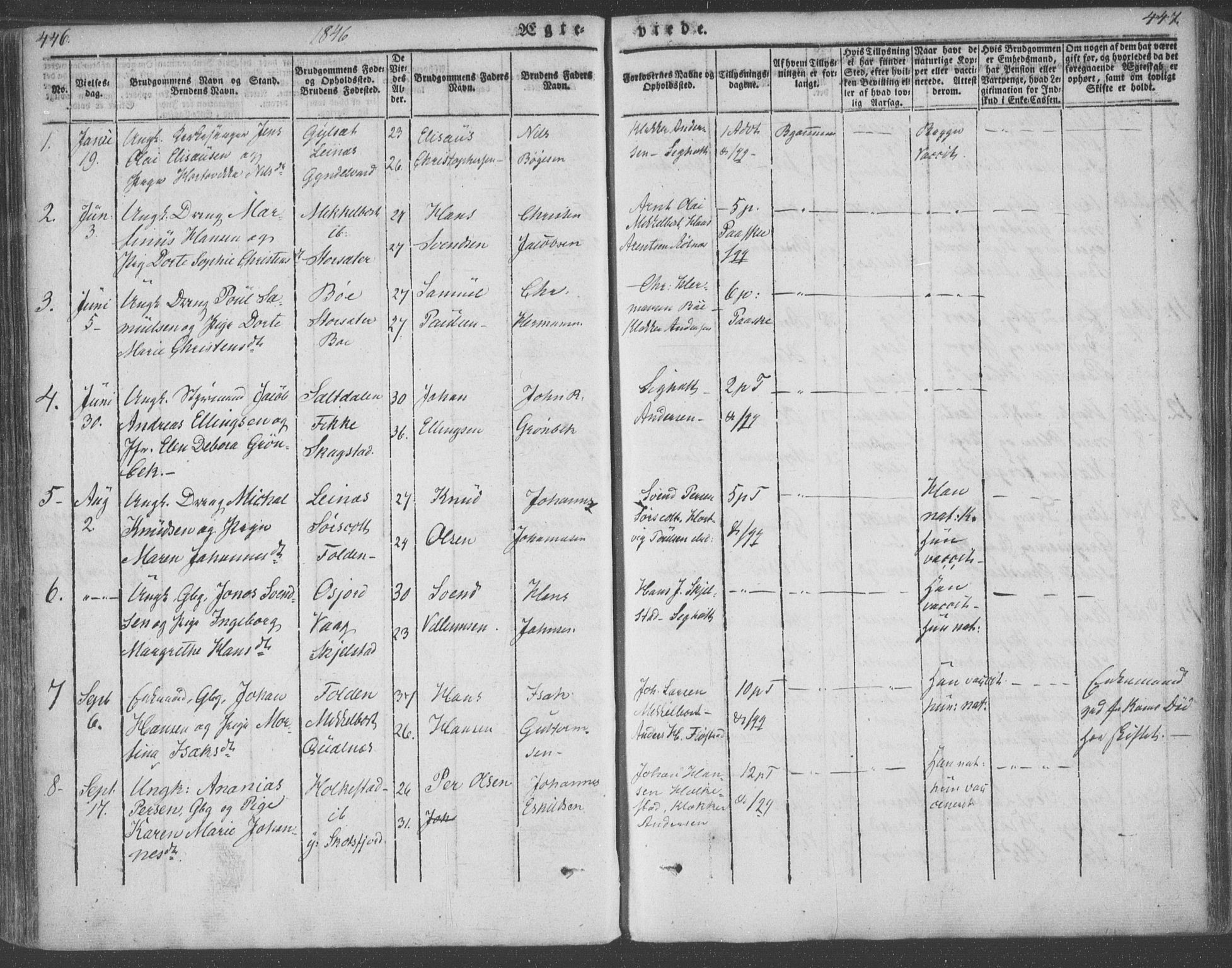 Ministerialprotokoller, klokkerbøker og fødselsregistre - Nordland, AV/SAT-A-1459/855/L0799: Ministerialbok nr. 855A07, 1834-1852, s. 446-447