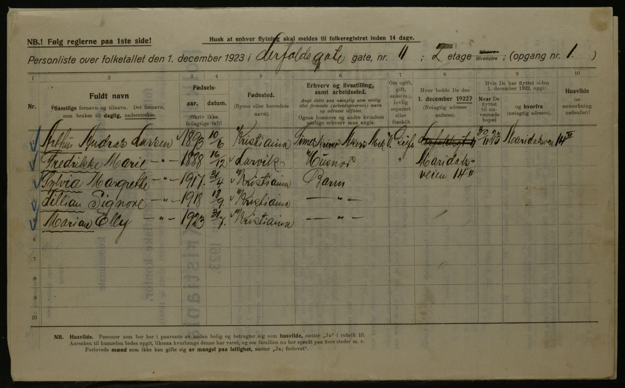 OBA, Kommunal folketelling 1.12.1923 for Kristiania, 1923, s. 63684