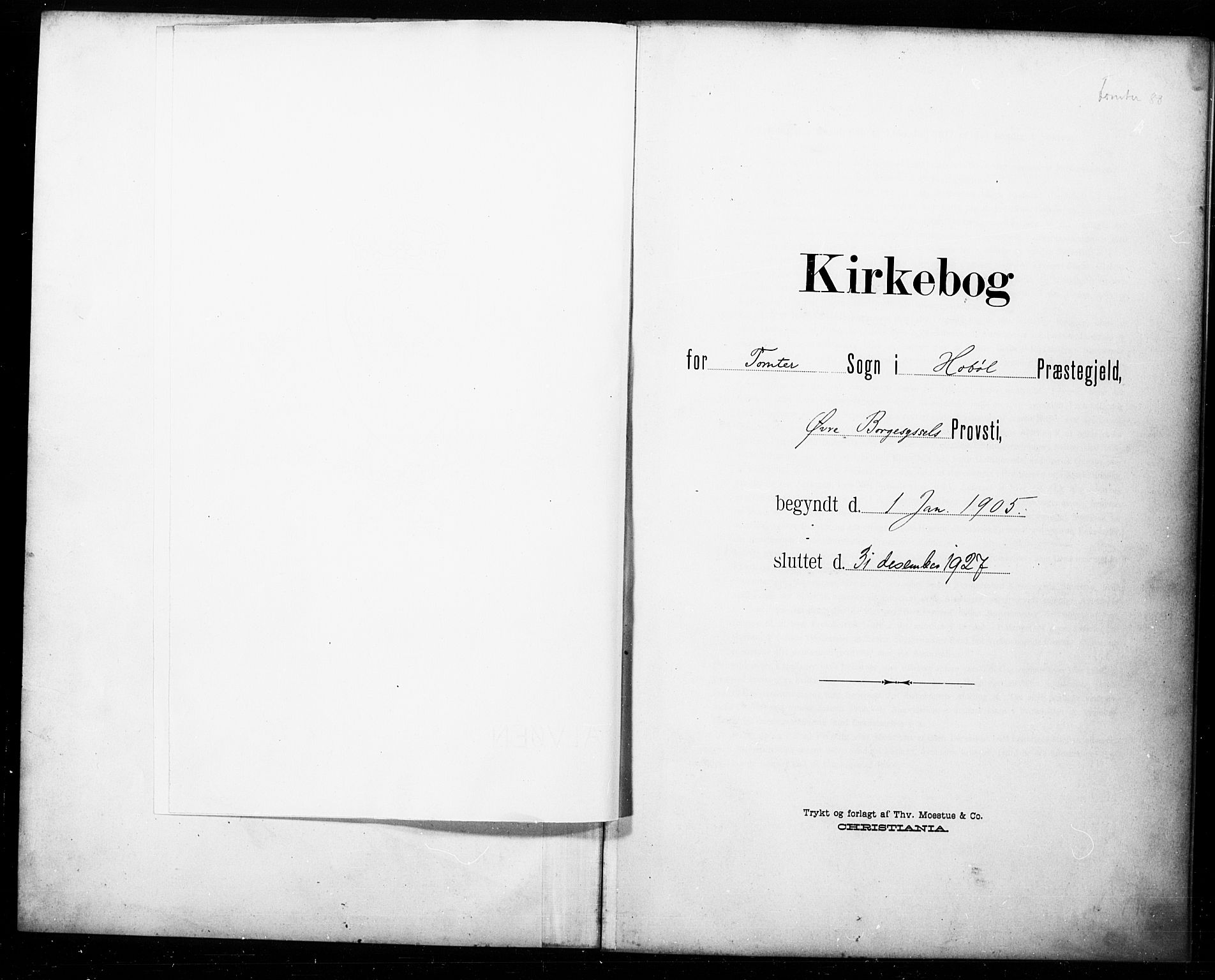 Hobøl prestekontor Kirkebøker, SAO/A-2002/G/Ga/L0001: Klokkerbok nr. I 1, 1905-1927