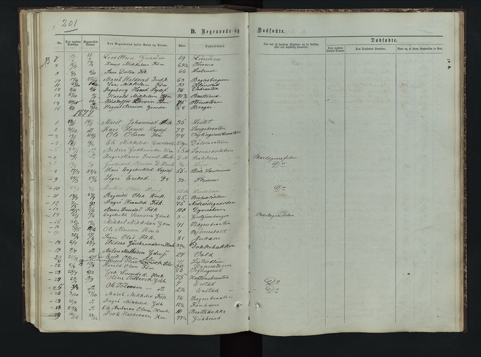 Sør-Aurdal prestekontor, SAH/PREST-128/H/Ha/Hab/L0005: Klokkerbok nr. 5, 1866-1893, s. 201