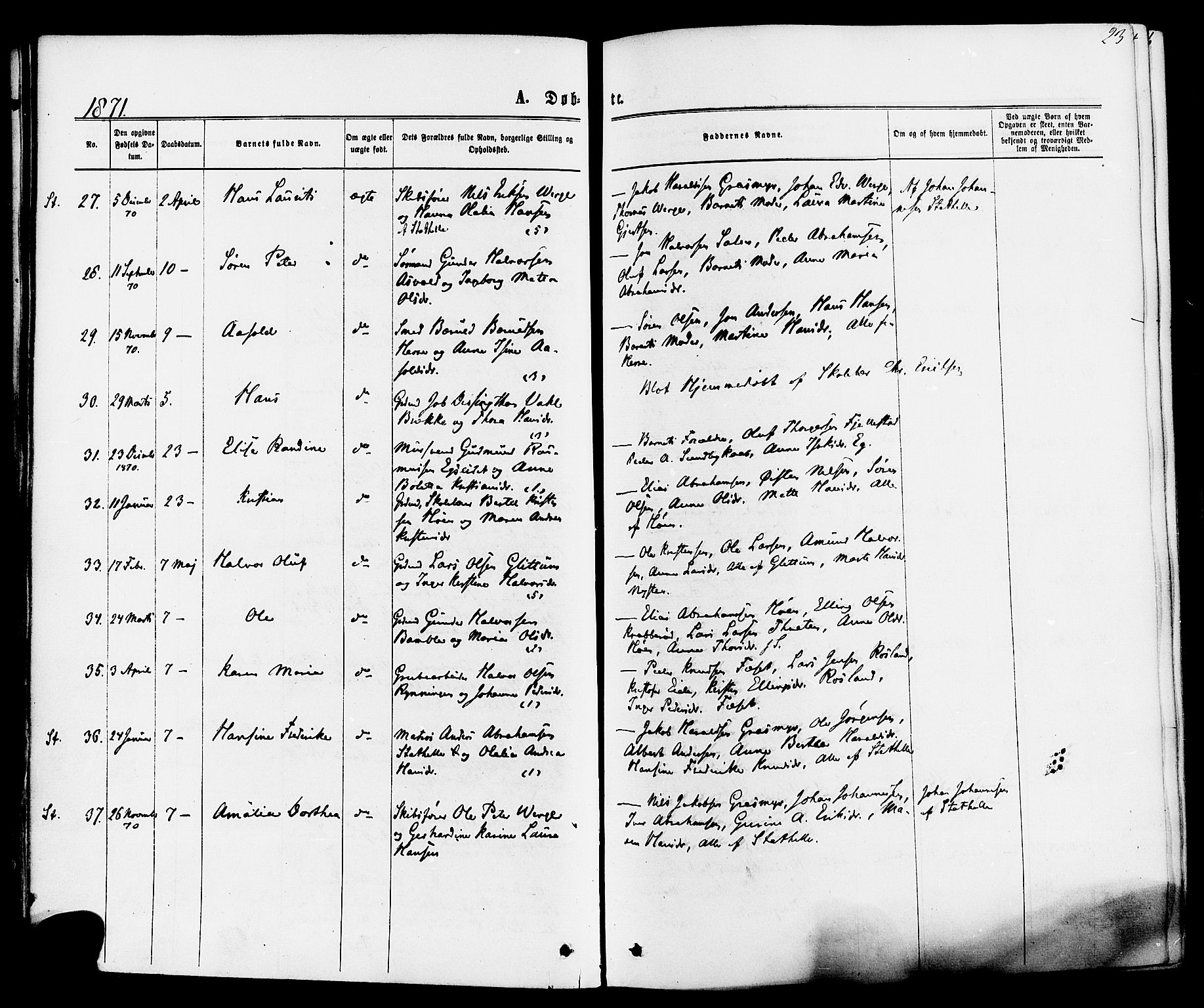 Bamble kirkebøker, SAKO/A-253/F/Fa/L0006: Ministerialbok nr. I 6, 1869-1877, s. 23