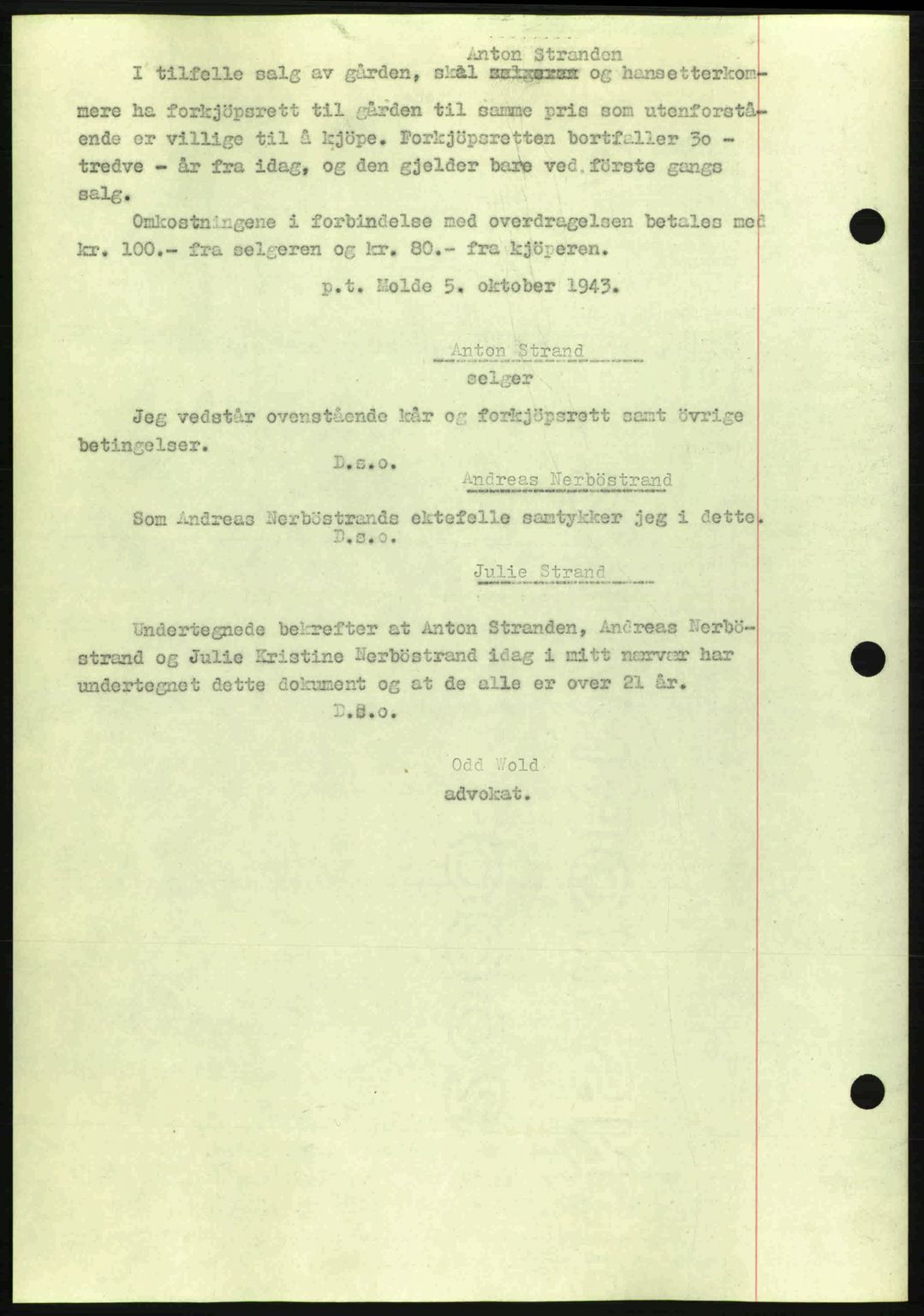 Romsdal sorenskriveri, AV/SAT-A-4149/1/2/2C: Pantebok nr. A15, 1943-1944, Dagboknr: 1803/1943