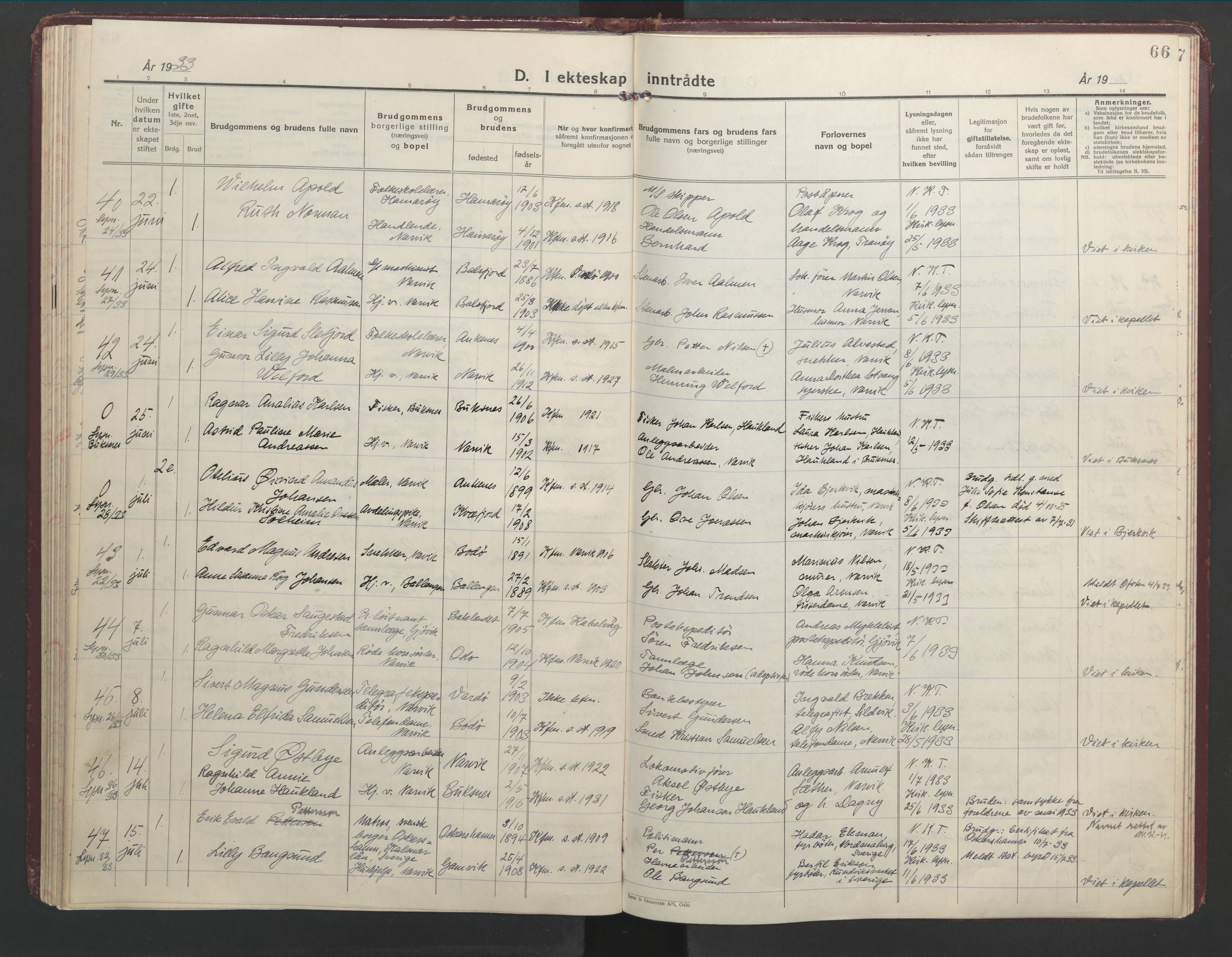 Ministerialprotokoller, klokkerbøker og fødselsregistre - Nordland, AV/SAT-A-1459/871/L1006: Ministerialbok nr. 871A22, 1928-1936, s. 66