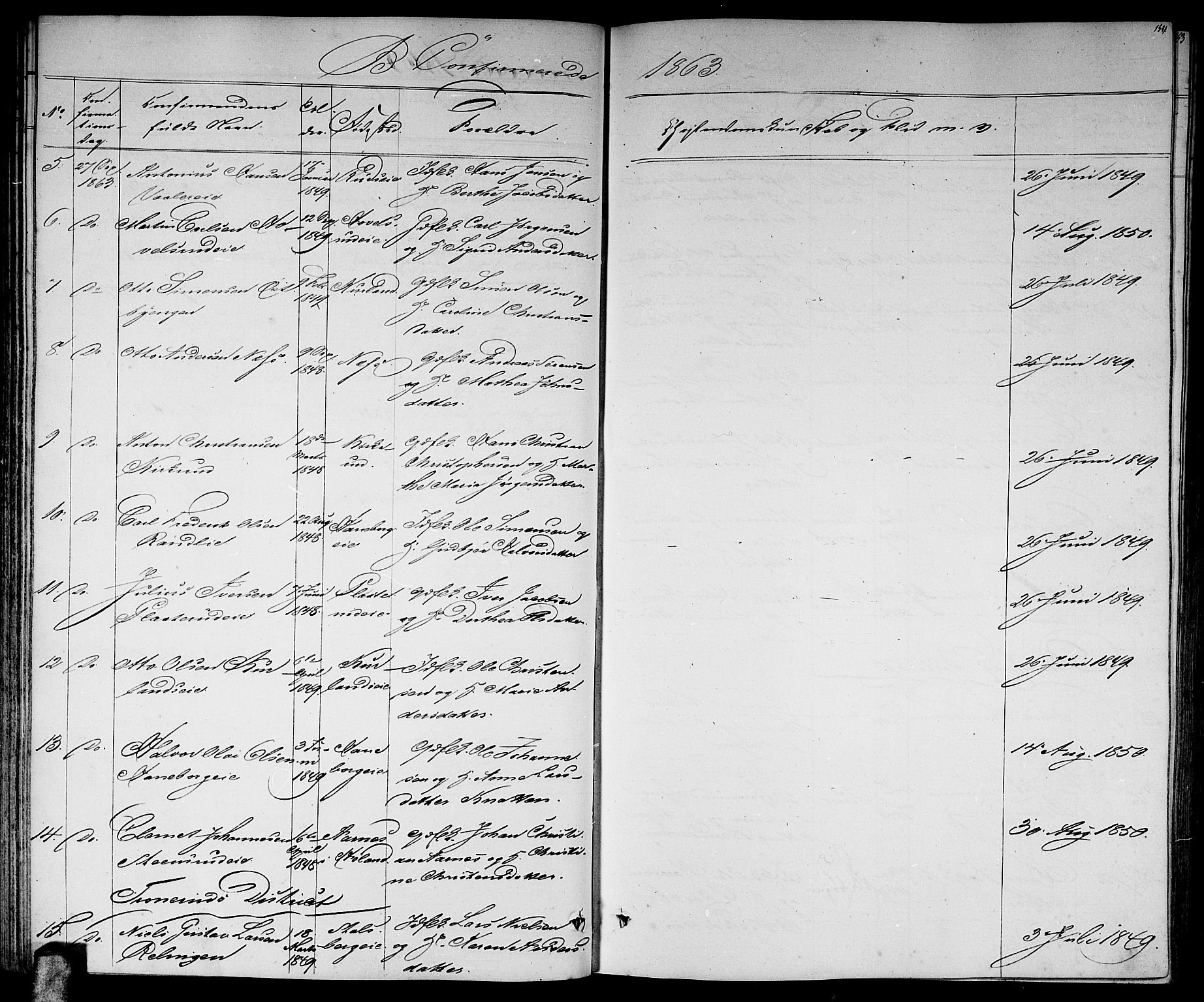 Skedsmo prestekontor Kirkebøker, AV/SAO-A-10033a/G/Ga/L0002: Klokkerbok nr. I 2, 1855-1872, s. 154