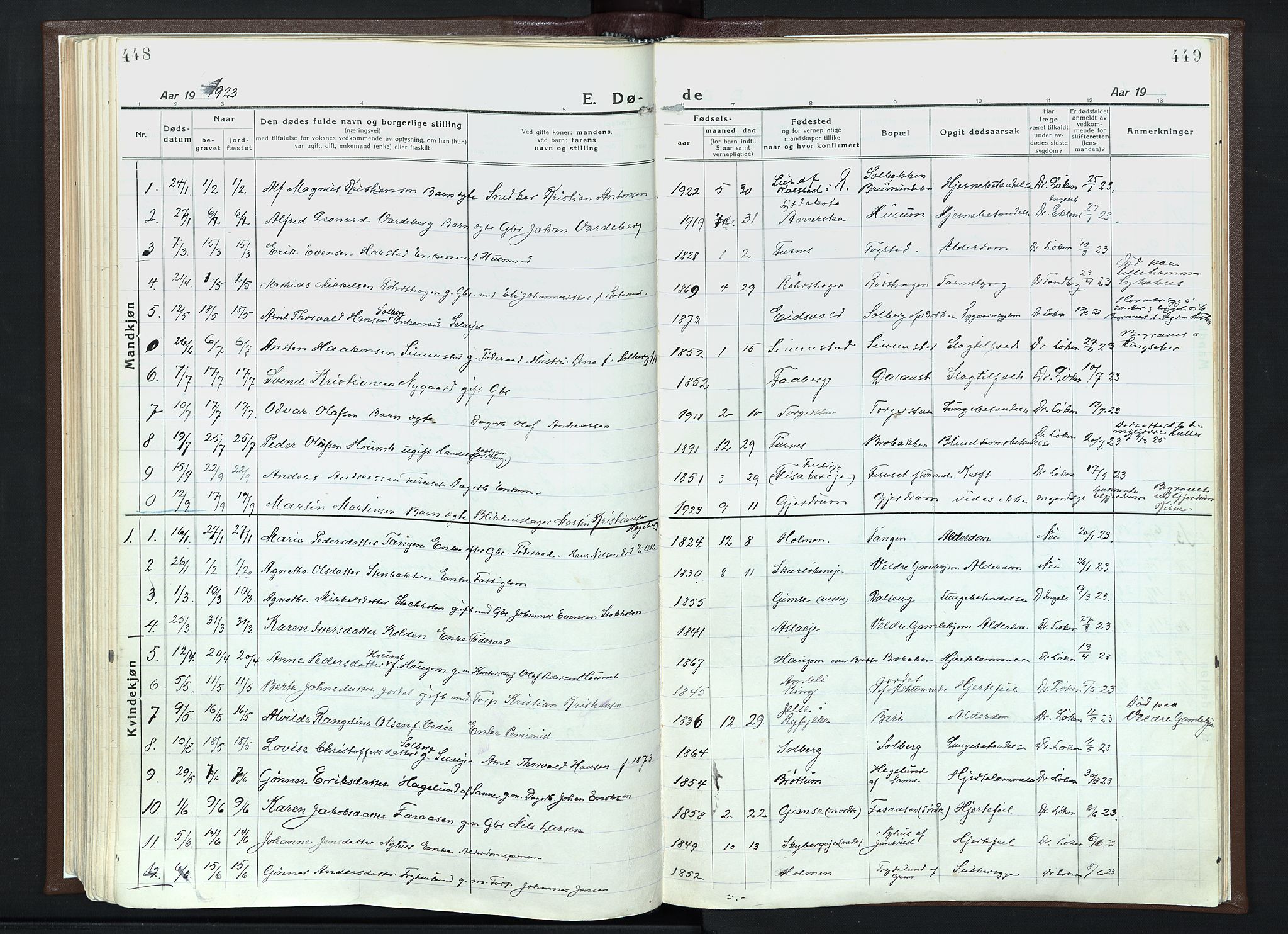 Veldre prestekontor, AV/SAH-PREST-018/K/Ka/L0001: Ministerialbok nr. 1, 1921-1934, s. 448-449