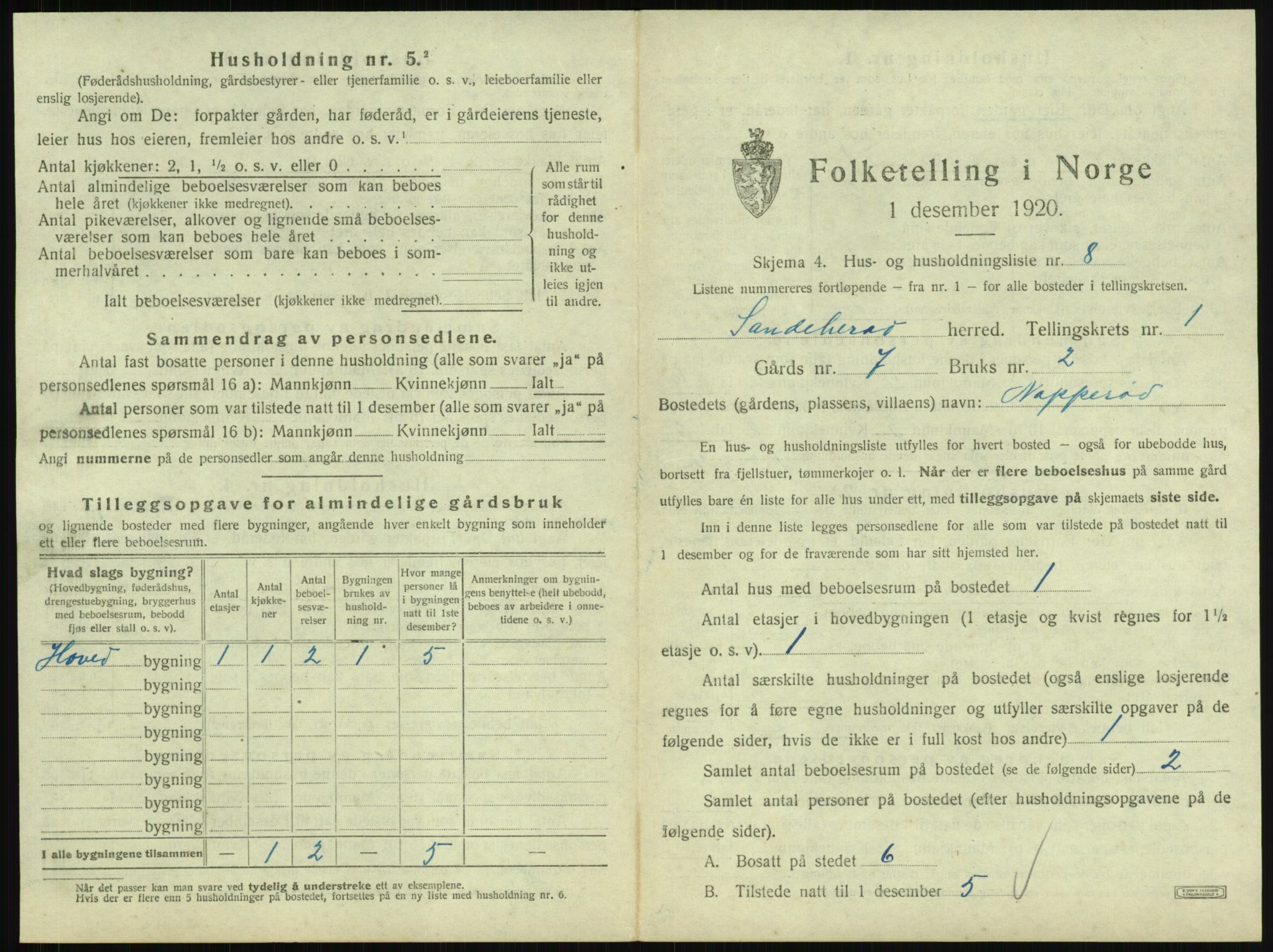 SAKO, Folketelling 1920 for 0724 Sandeherred herred, 1920, s. 93