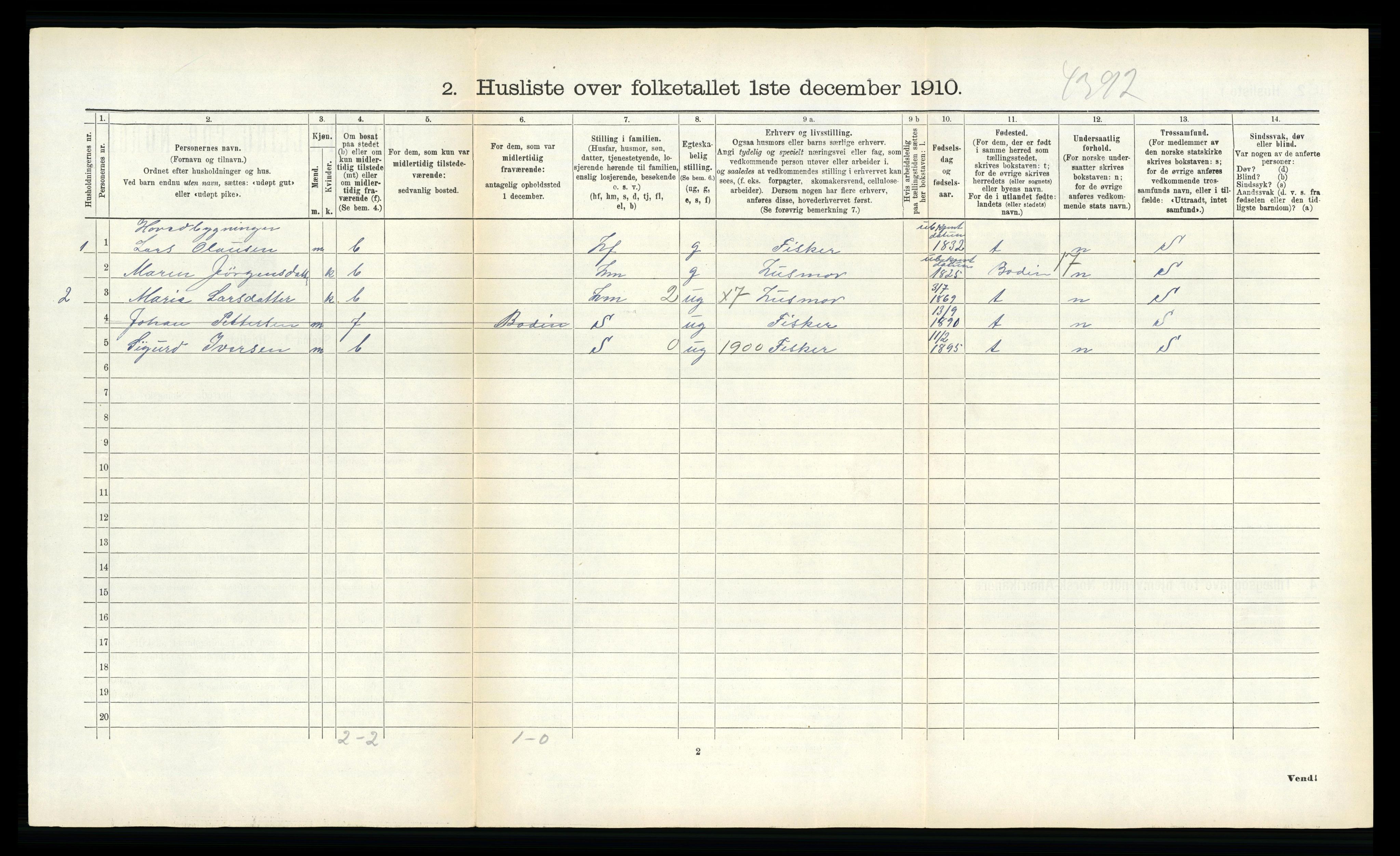 RA, Folketelling 1910 for 1838 Gildeskål herred, 1910, s. 1294