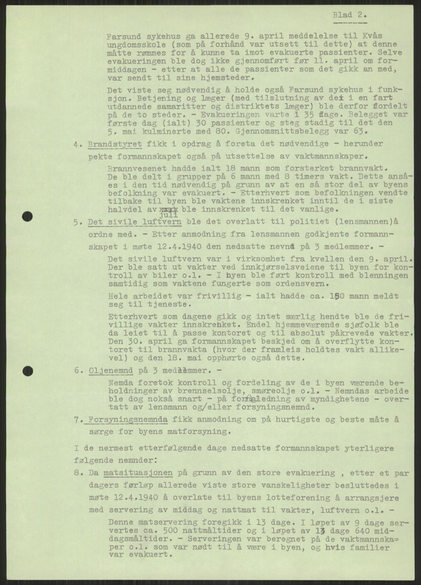 Forsvaret, Forsvarets krigshistoriske avdeling, AV/RA-RAFA-2017/Y/Ya/L0014: II-C-11-31 - Fylkesmenn.  Rapporter om krigsbegivenhetene 1940., 1940, s. 820