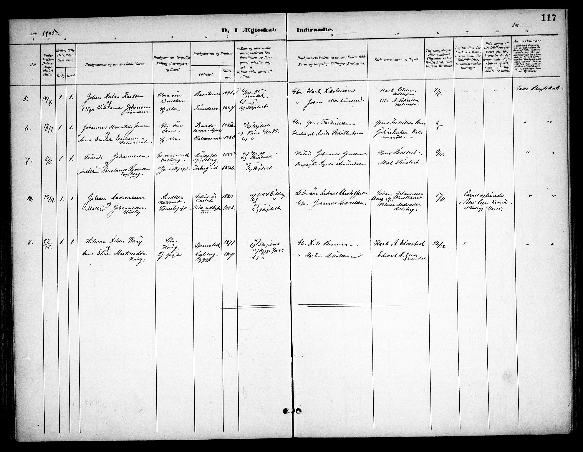Skiptvet prestekontor Kirkebøker, AV/SAO-A-20009/F/Fa/L0011: Ministerialbok nr. 11, 1901-1913, s. 117