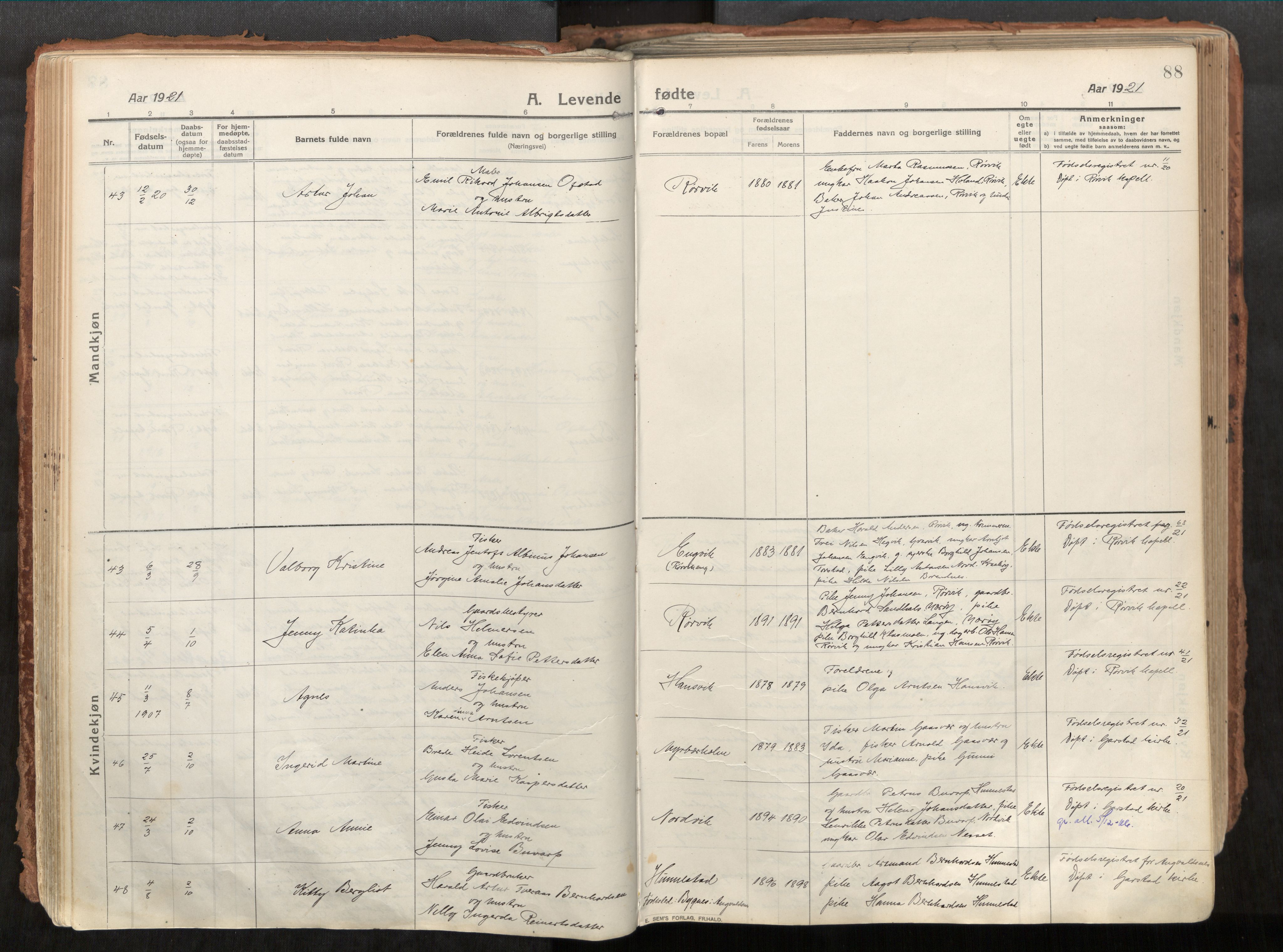 Vikna sokneprestkontor, AV/SAT-A-1173/1/I/I1/I1a/L0001: Ministerialbok nr. 1, 1913-1934, s. 88