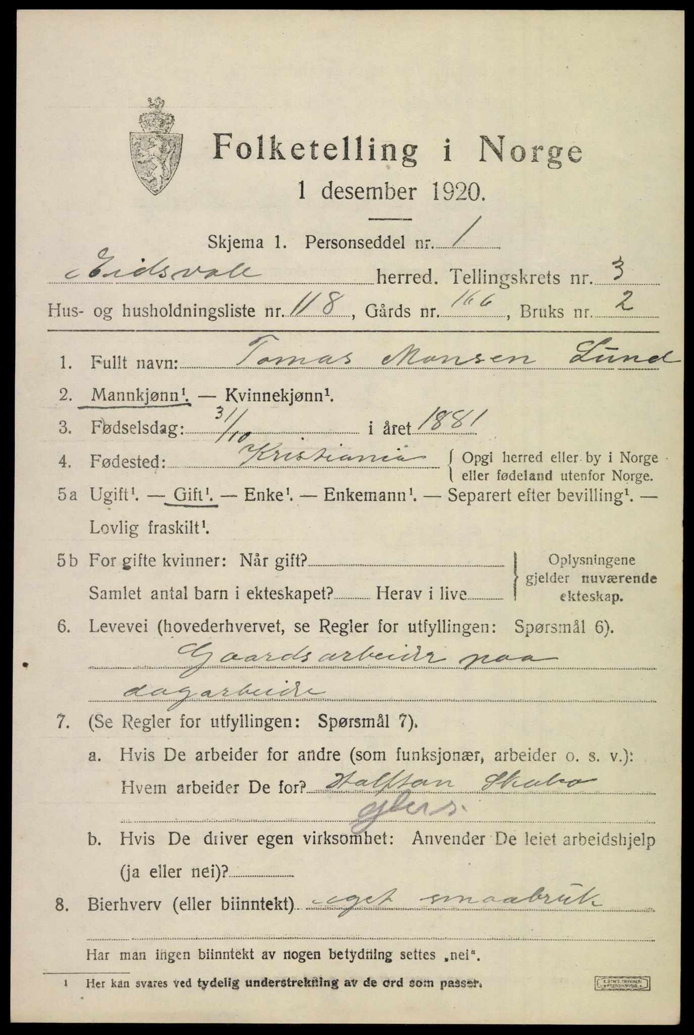 SAO, Folketelling 1920 for 0237 Eidsvoll herred, 1920, s. 9053