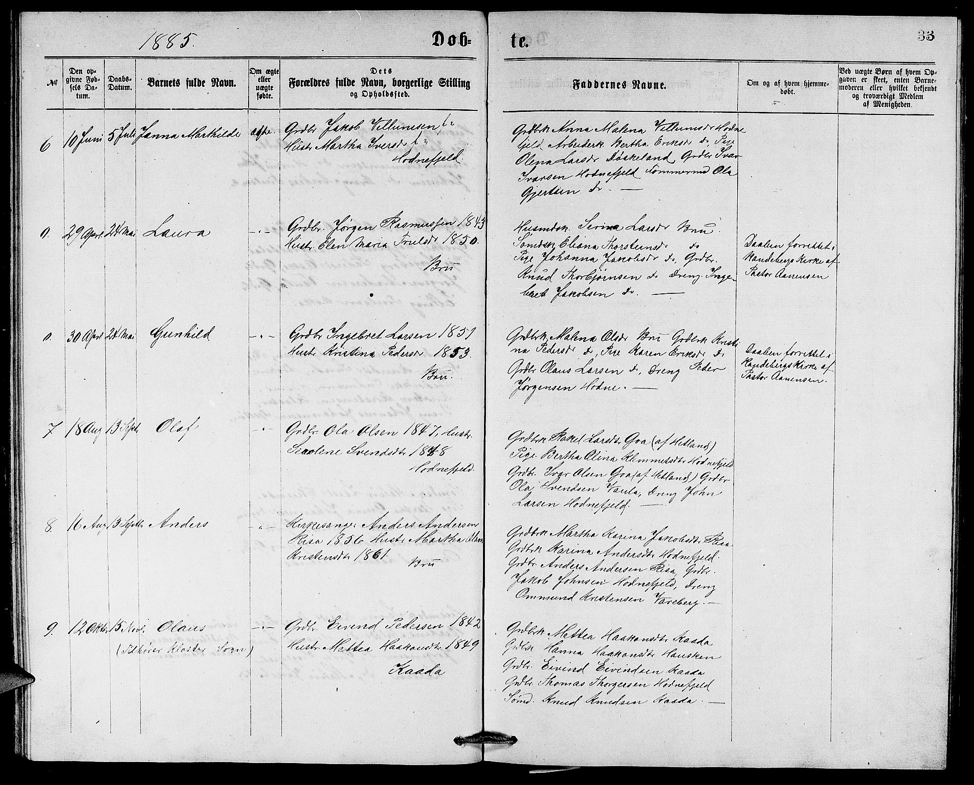 Rennesøy sokneprestkontor, AV/SAST-A -101827/H/Ha/Hab/L0005: Klokkerbok nr. B 5, 1871-1890, s. 33