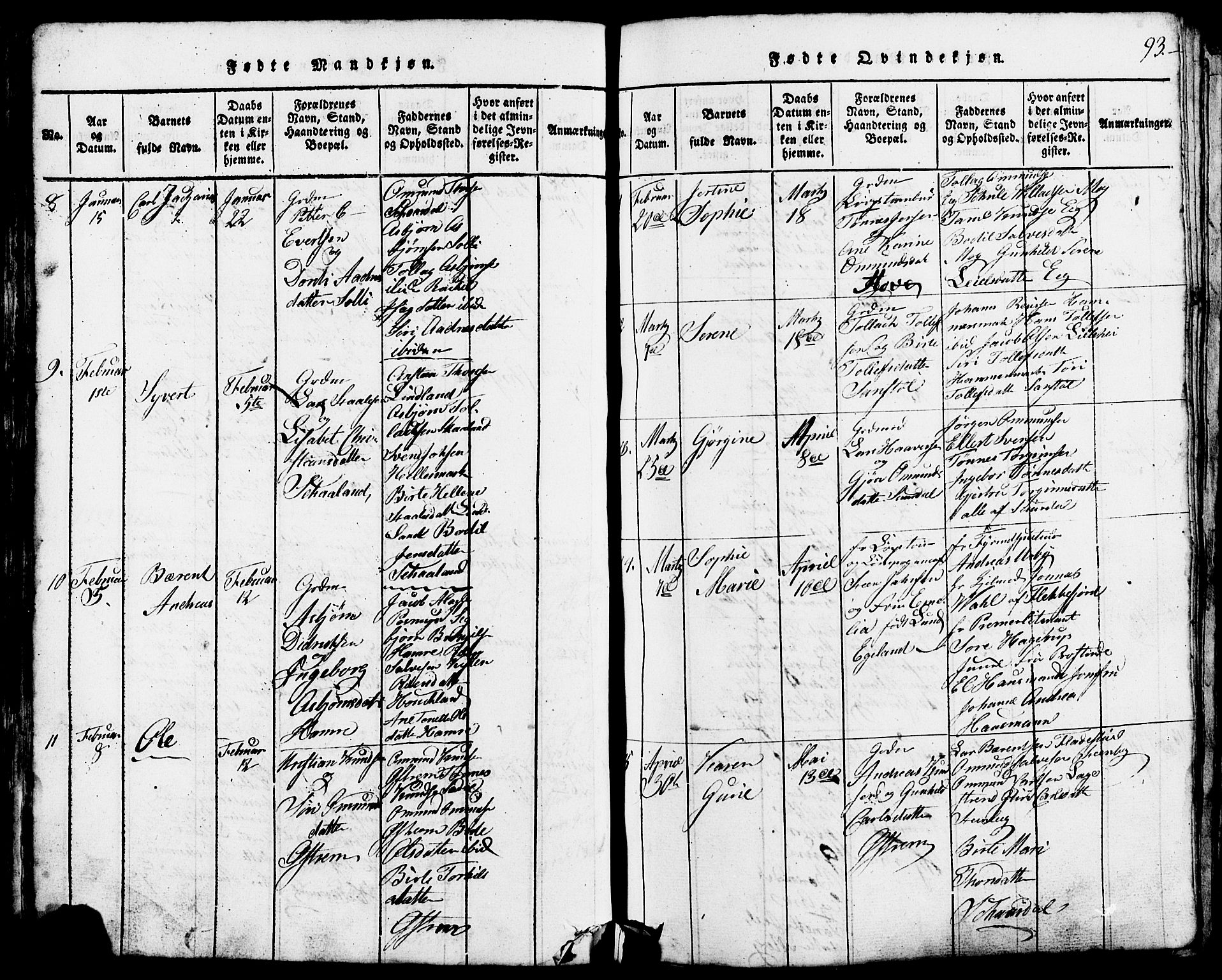 Lund sokneprestkontor, AV/SAST-A-101809/S07/L0002: Klokkerbok nr. B 2, 1816-1832, s. 93
