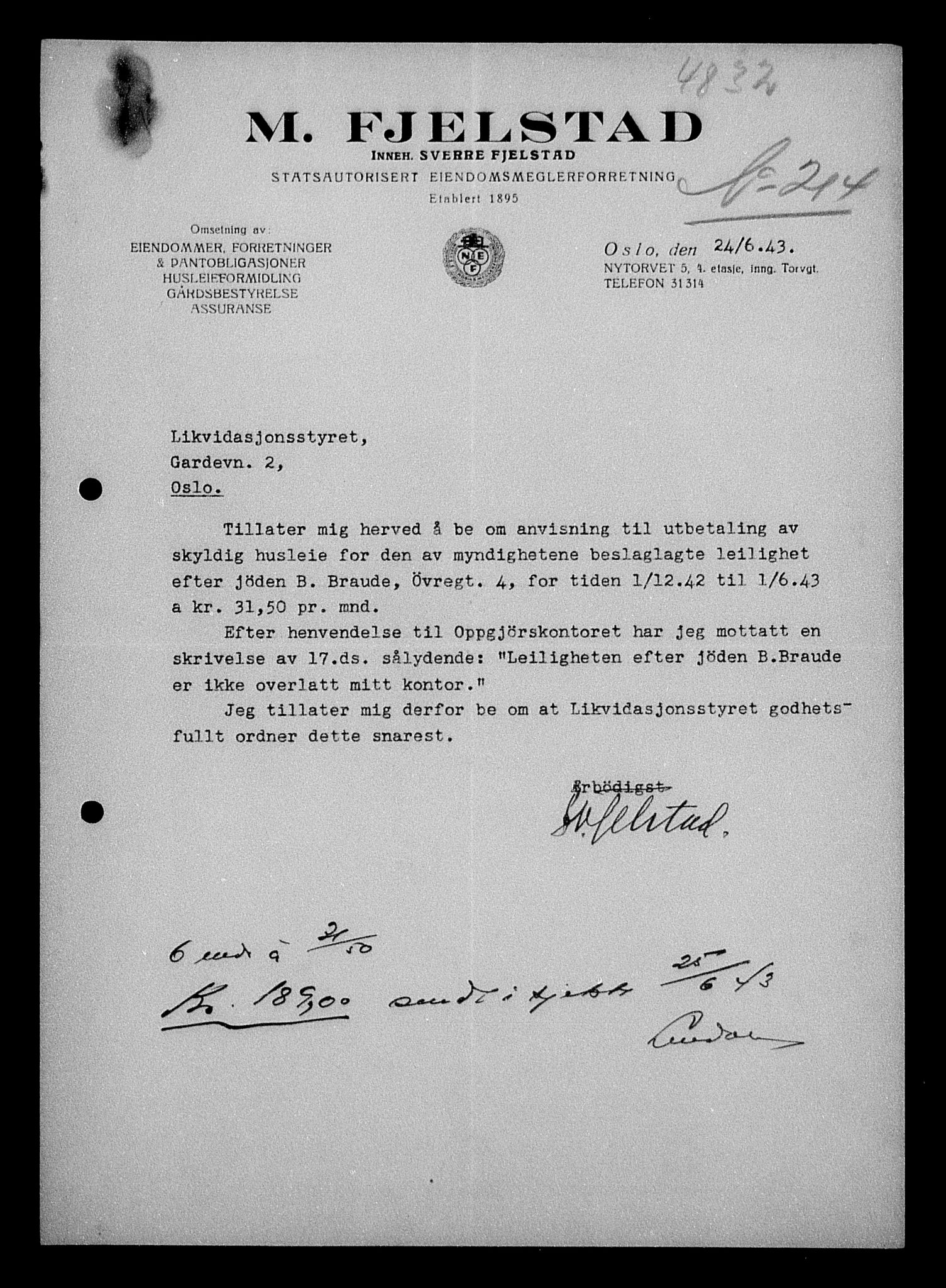 Justisdepartementet, Tilbakeføringskontoret for inndratte formuer, AV/RA-S-1564/H/Hc/Hcc/L0927: --, 1945-1947, s. 536