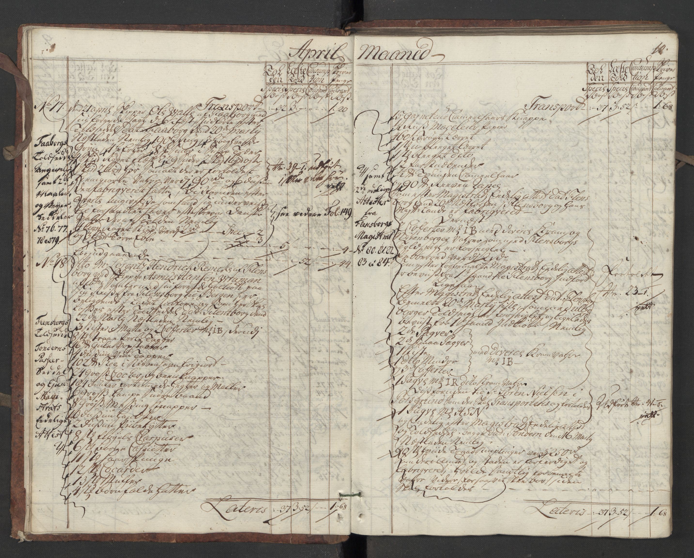Generaltollkammeret, tollregnskaper, AV/RA-EA-5490/R13/L0020/0001: Tollregnskaper Kragerø / Inngående hovedtollbok, 1756, s. 9b-10a