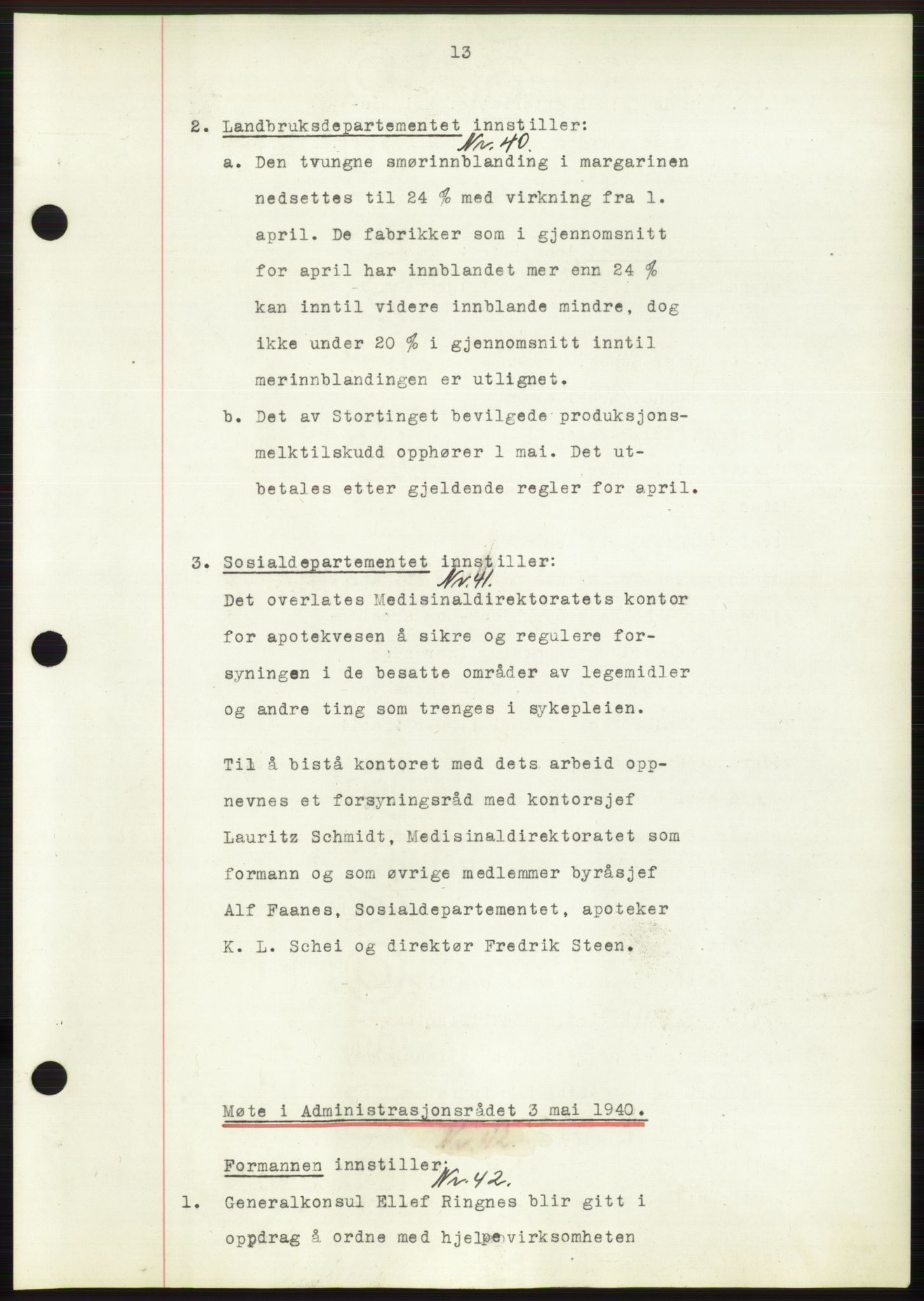 Administrasjonsrådet, RA/S-1004/A/L0002: Vedtaksprotokoll 16/4-25/9, 1940, s. 17