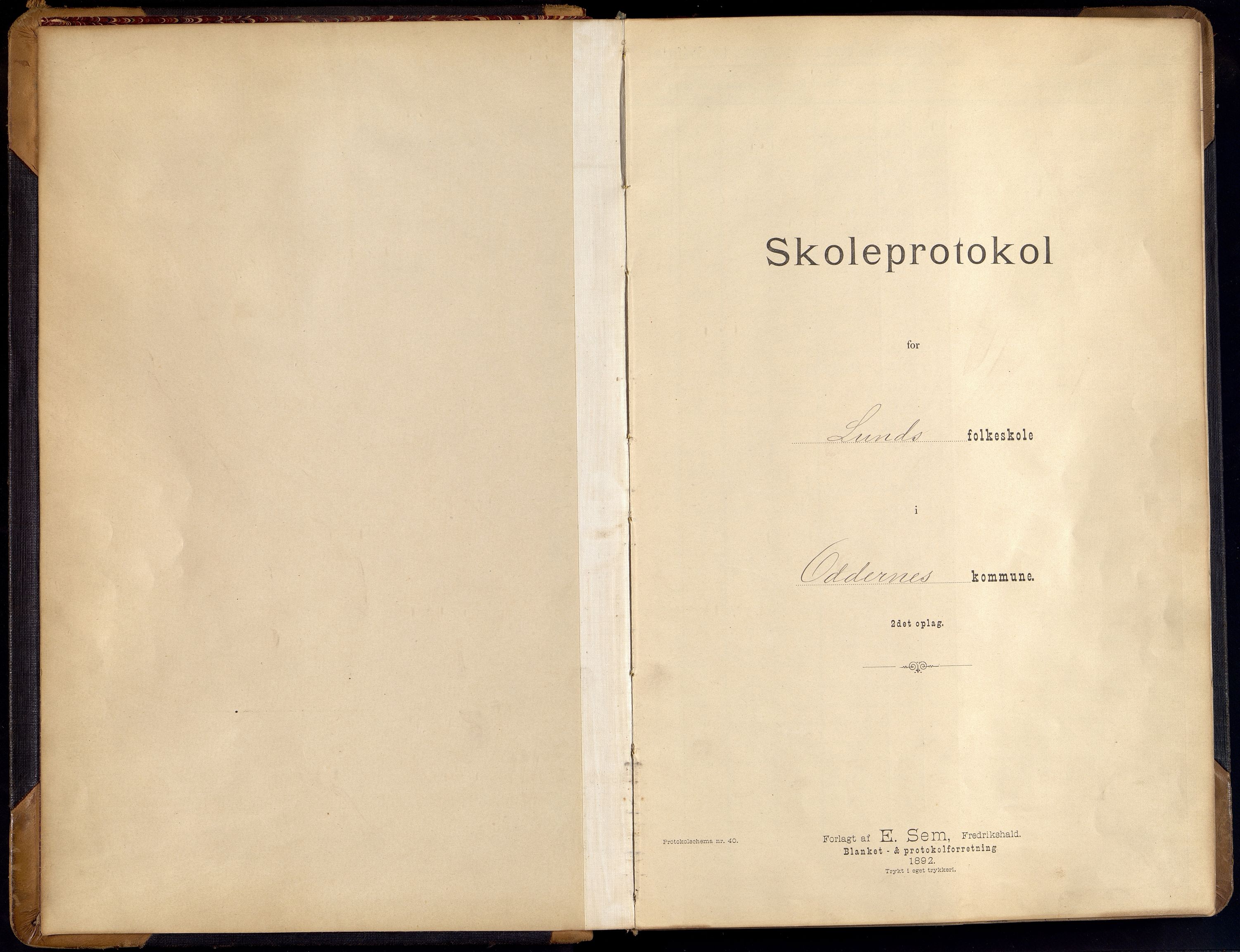 Oddernes kommune - Lund/Lahelle skolekrets, ARKSOR/1001OD556/H/L0003: Skoleprotokoll, 1892-1903