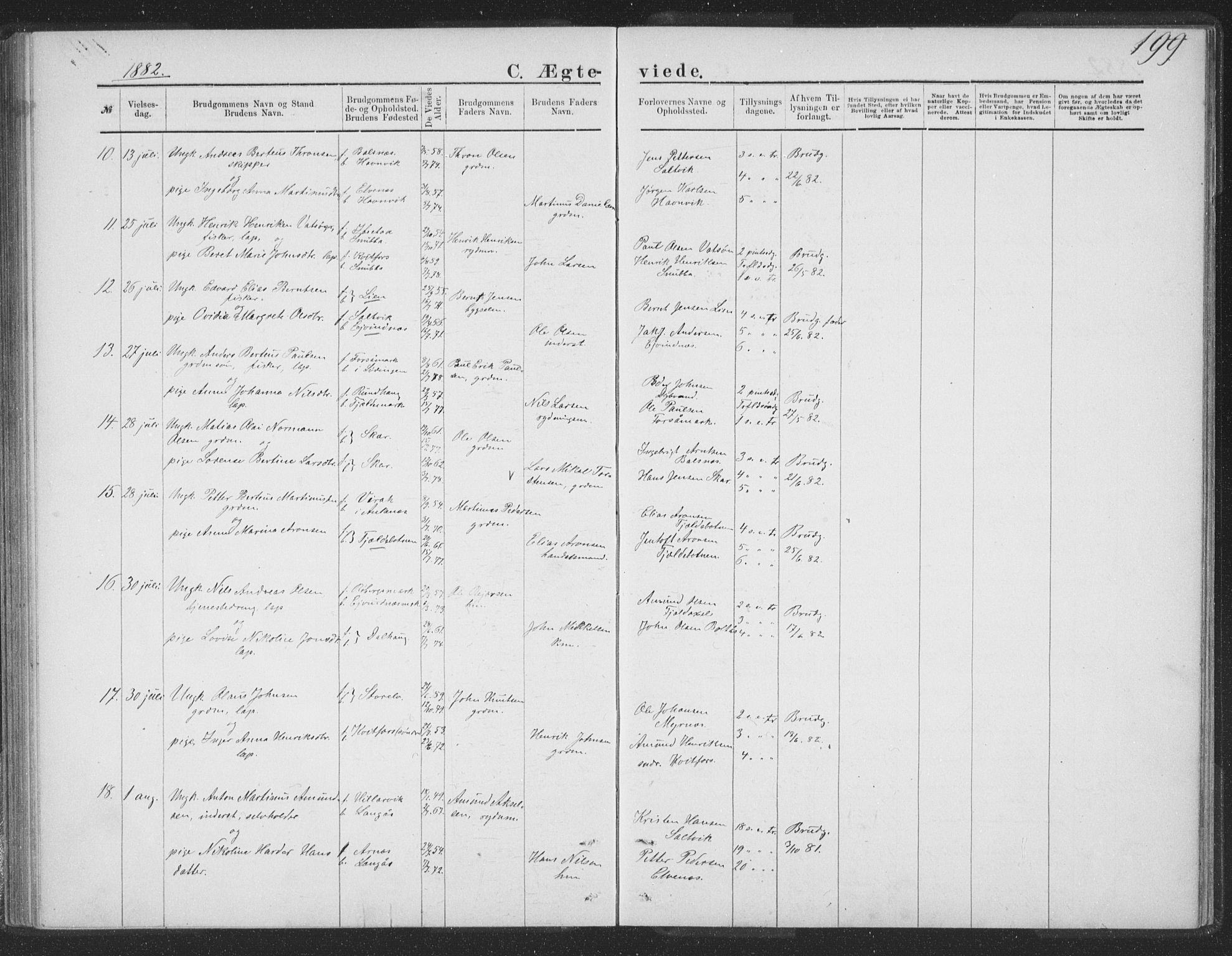 Ministerialprotokoller, klokkerbøker og fødselsregistre - Nordland, SAT/A-1459/863/L0913: Klokkerbok nr. 863C03, 1877-1885, s. 199