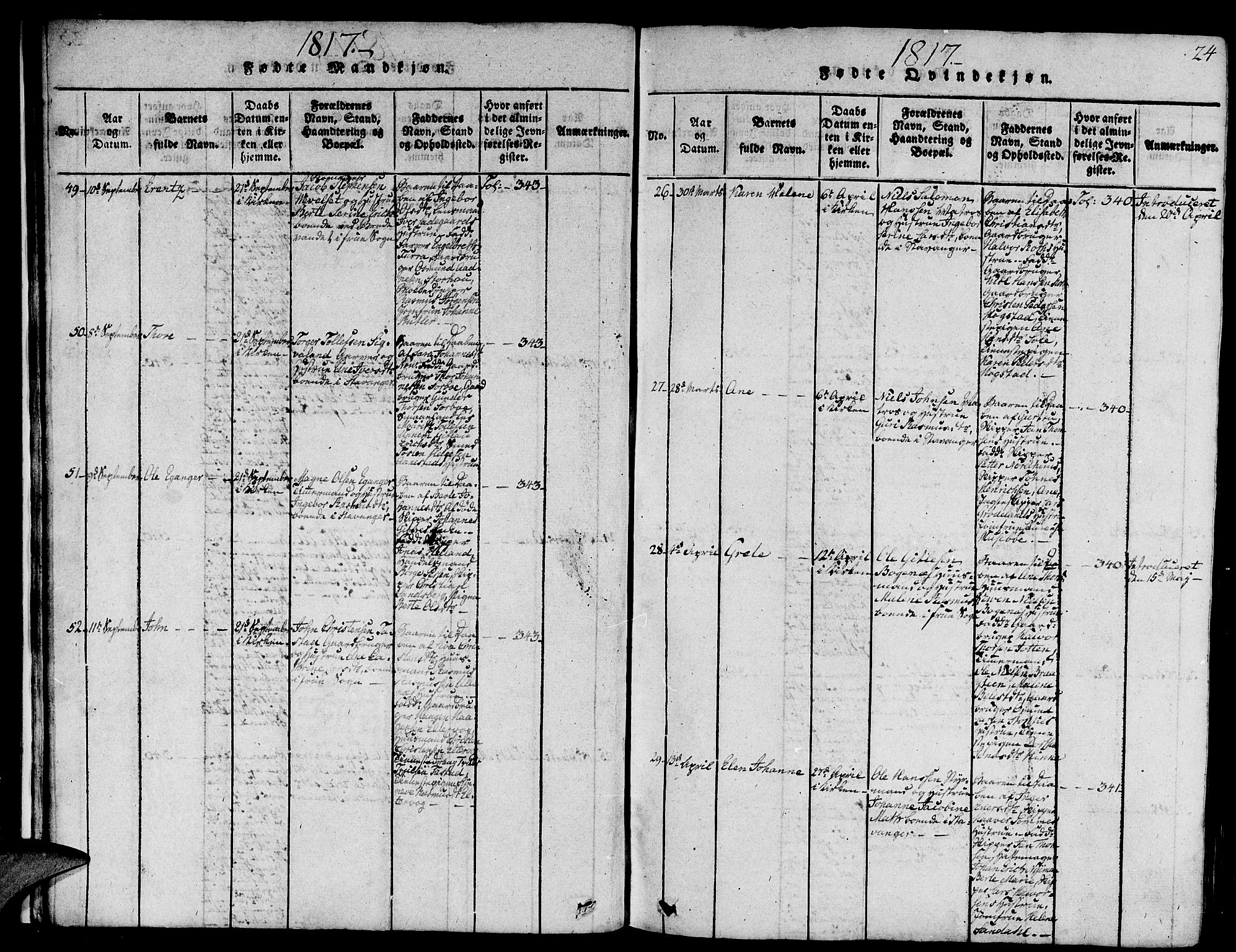 Domkirken sokneprestkontor, AV/SAST-A-101812/001/30/30BA/L0008: Ministerialbok nr. A 8, 1816-1821, s. 24