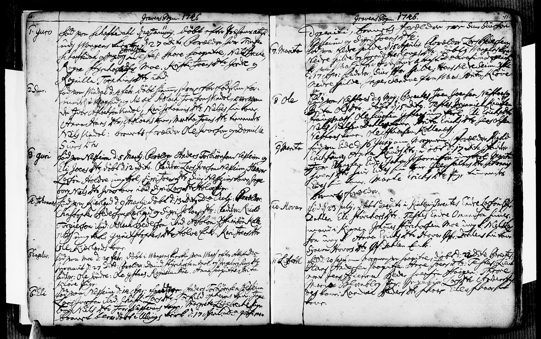 Ulvik sokneprestembete, SAB/A-78801/H/Haa: Ministerialbok nr. A 6, 1743-1761, s. 10-11