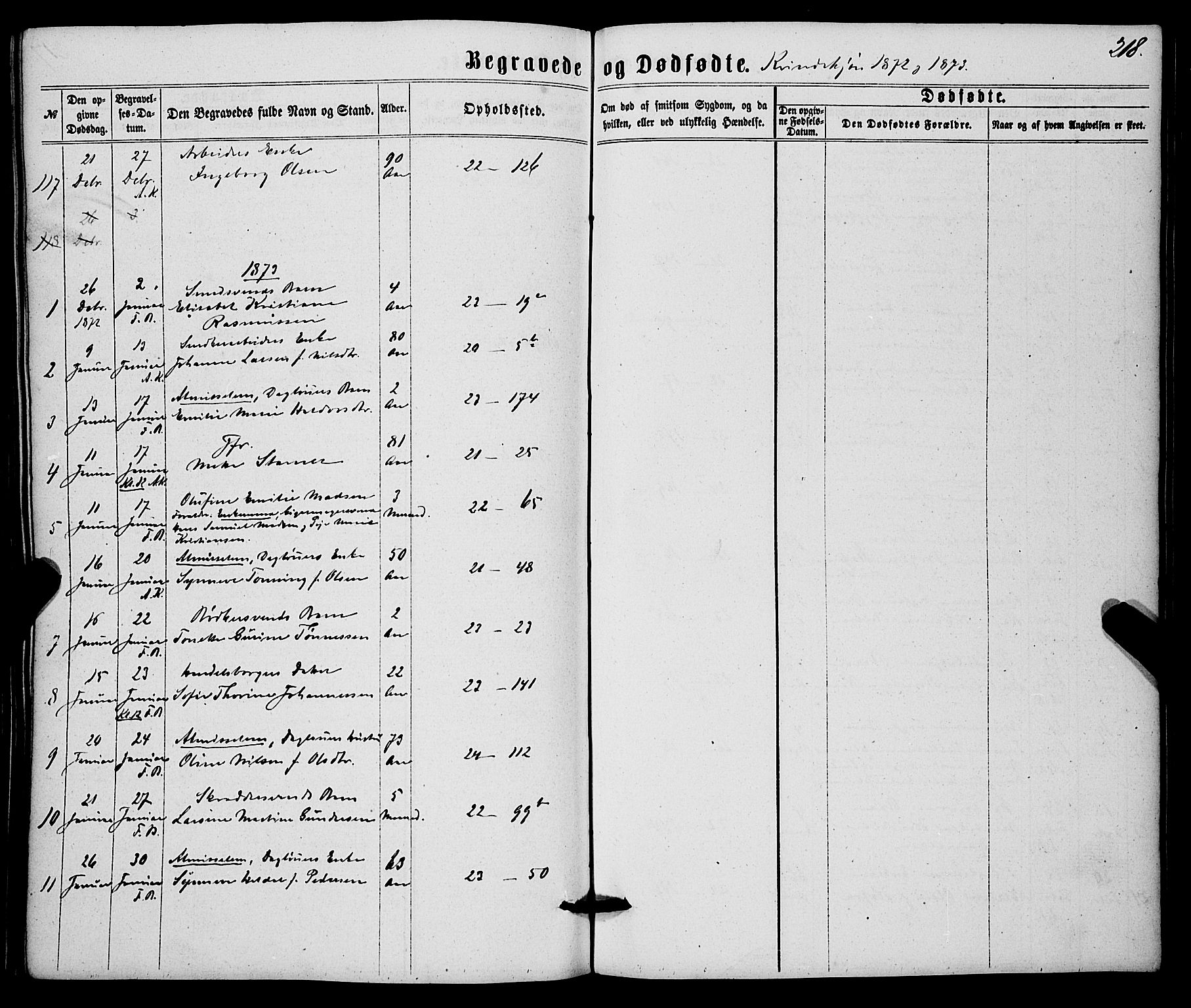 Korskirken sokneprestembete, AV/SAB-A-76101/H/Haa/L0045: Ministerialbok nr. E 3, 1863-1875, s. 218