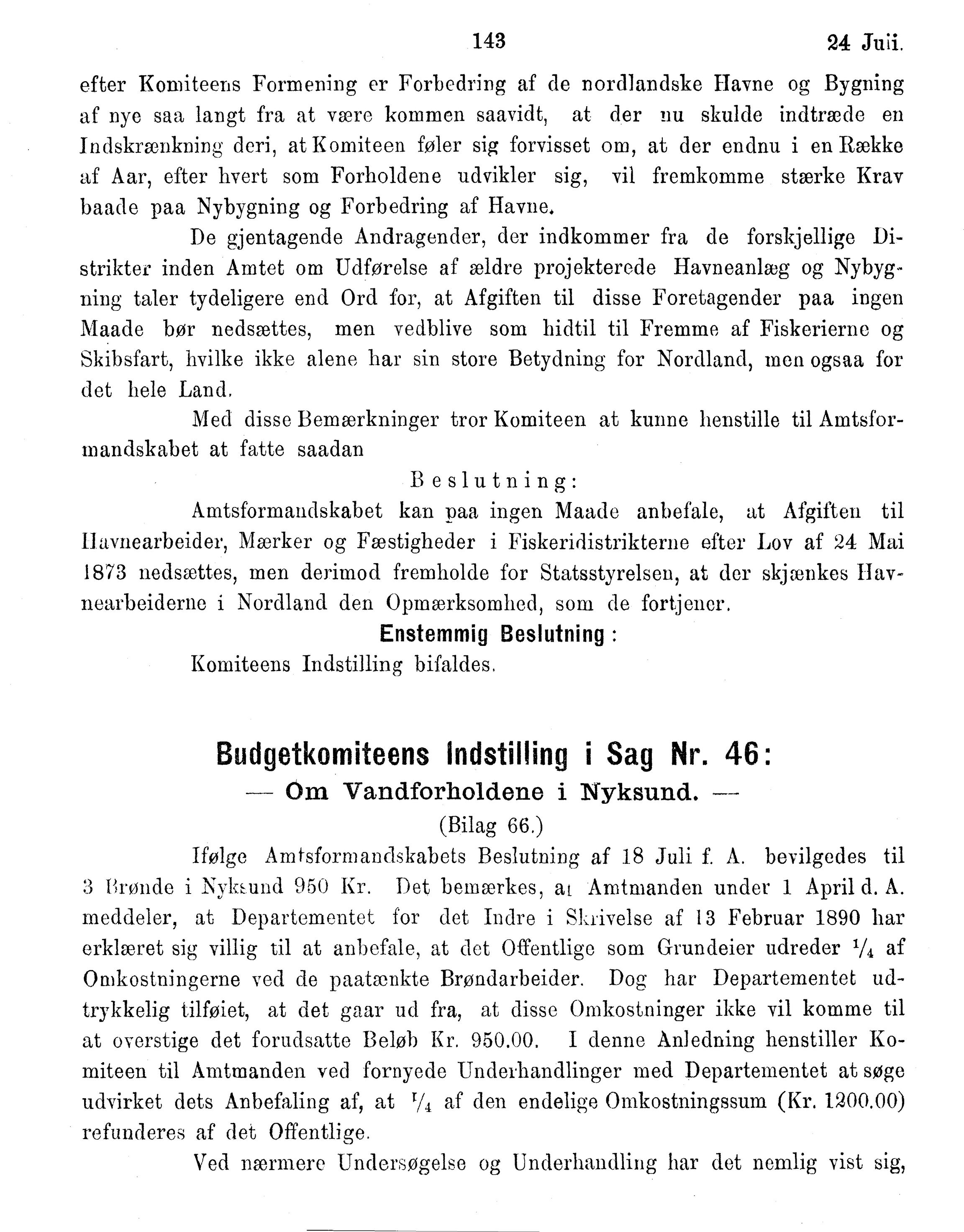 Nordland Fylkeskommune. Fylkestinget, AIN/NFK-17/176/A/Ac/L0015: Fylkestingsforhandlinger 1886-1890, 1886-1890