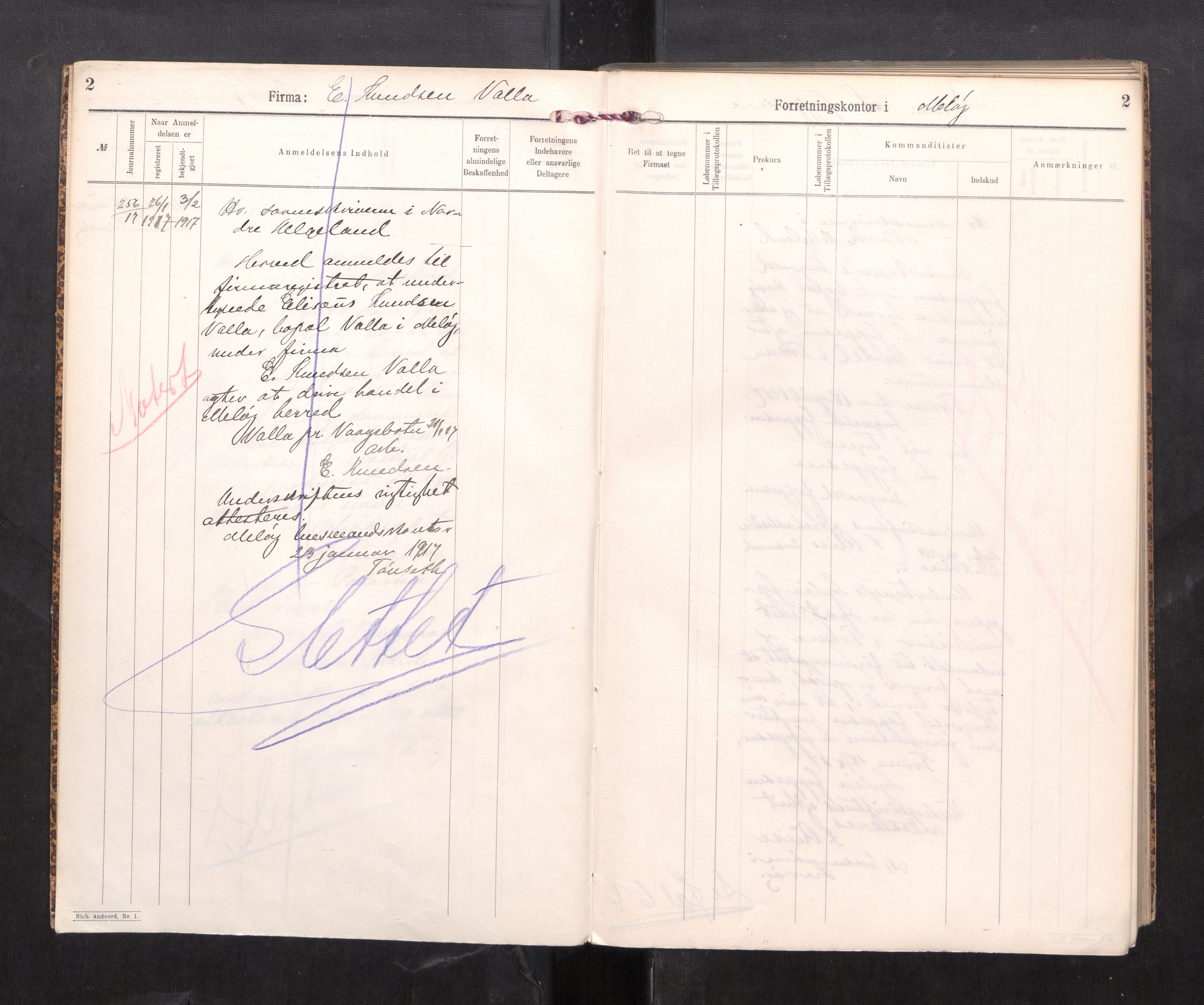 Rana sorenskriveri , AV/SAT-A-1108/2/J/Ja/Jaa/L0004: Firmaregister A, 1917-1927, s. 4