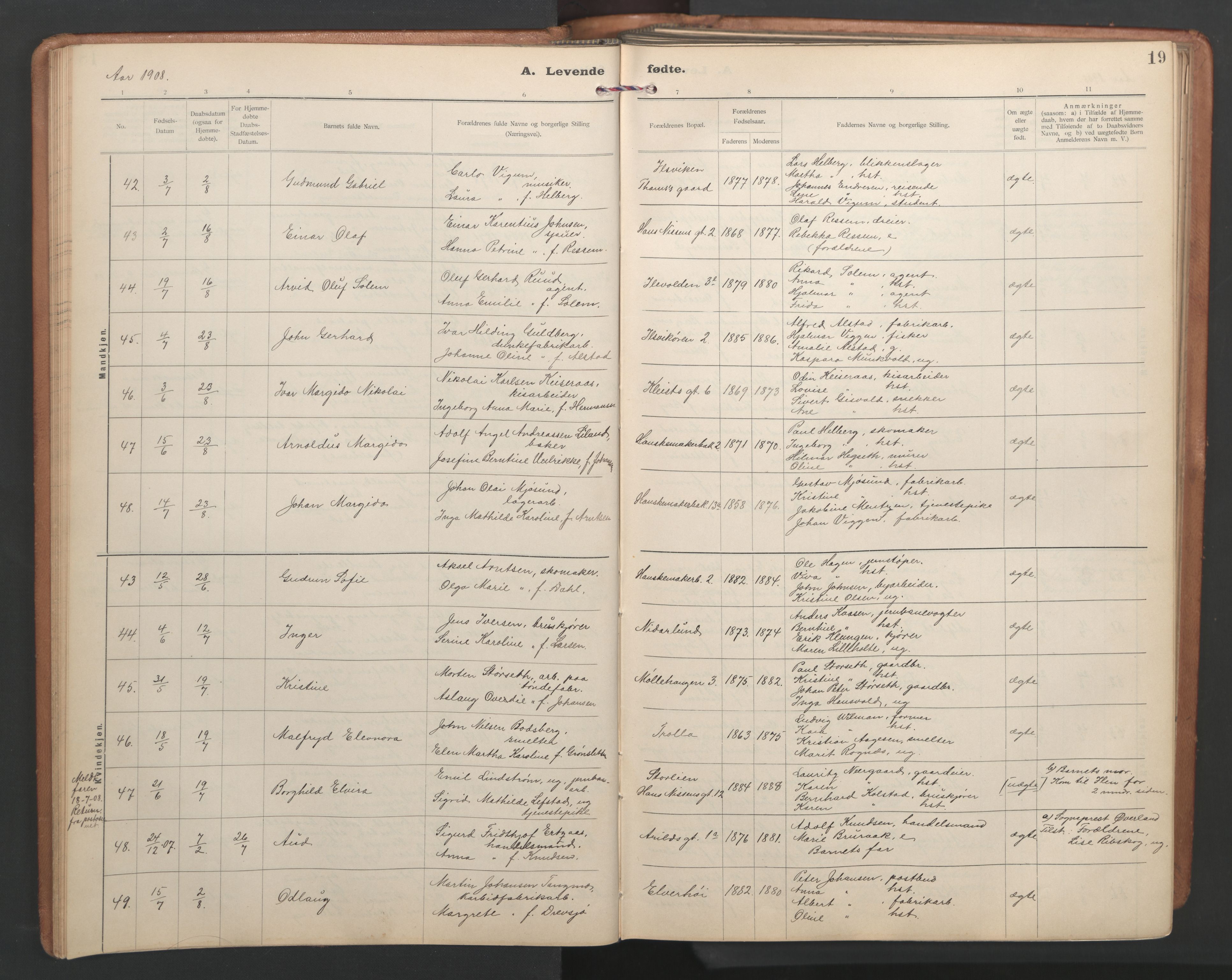 Ministerialprotokoller, klokkerbøker og fødselsregistre - Sør-Trøndelag, AV/SAT-A-1456/603/L0173: Klokkerbok nr. 603C01, 1907-1962, s. 19