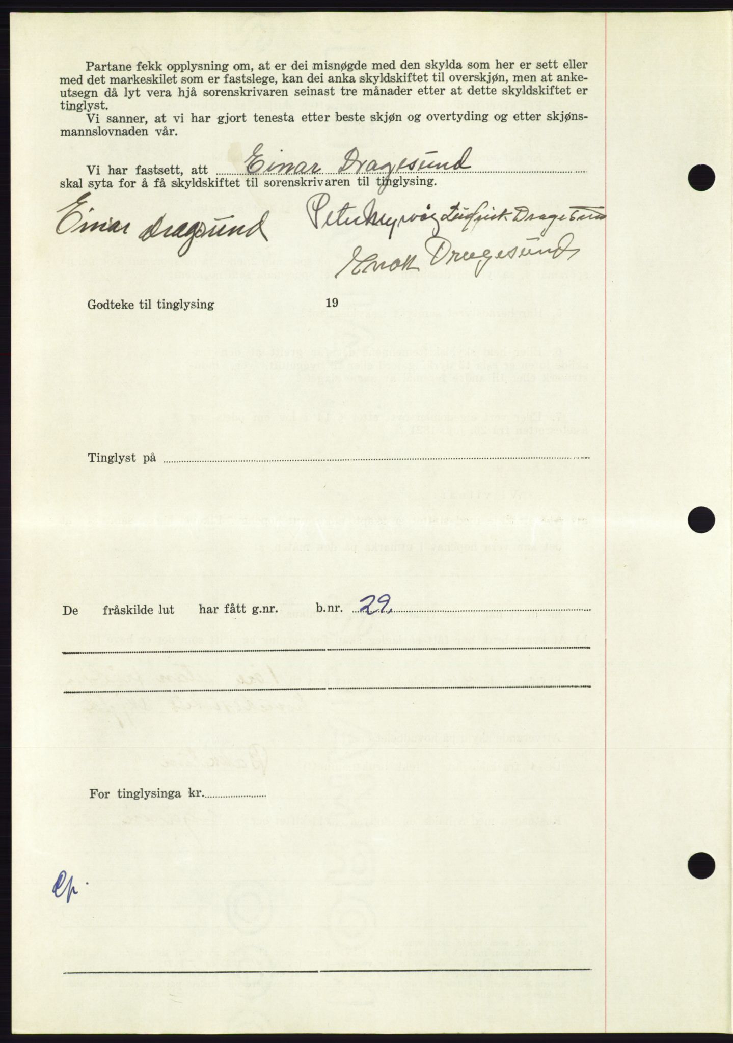 Søre Sunnmøre sorenskriveri, AV/SAT-A-4122/1/2/2C/L0099: Pantebok nr. 25A, 1954-1954, Dagboknr: 2761/1954
