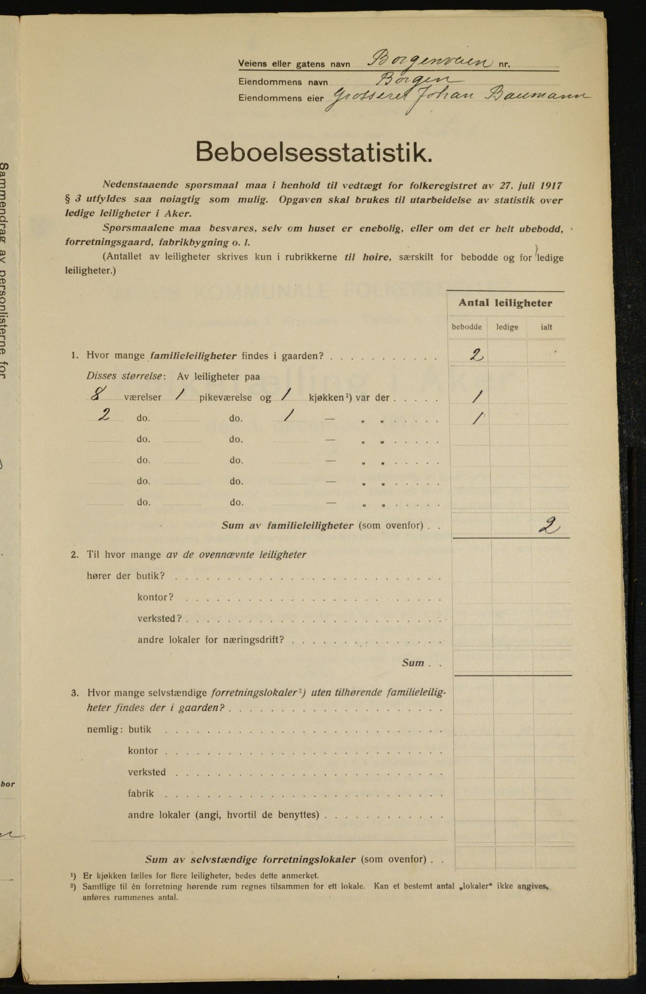 OBA, Kommunal folketelling 1.12.1917 for Aker, 1917, s. 8829