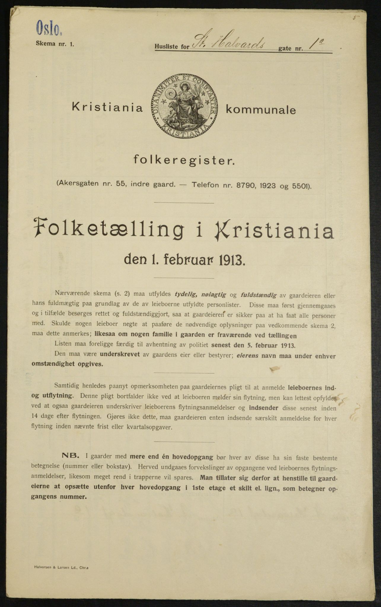 OBA, Kommunal folketelling 1.2.1913 for Kristiania, 1913, s. 87403