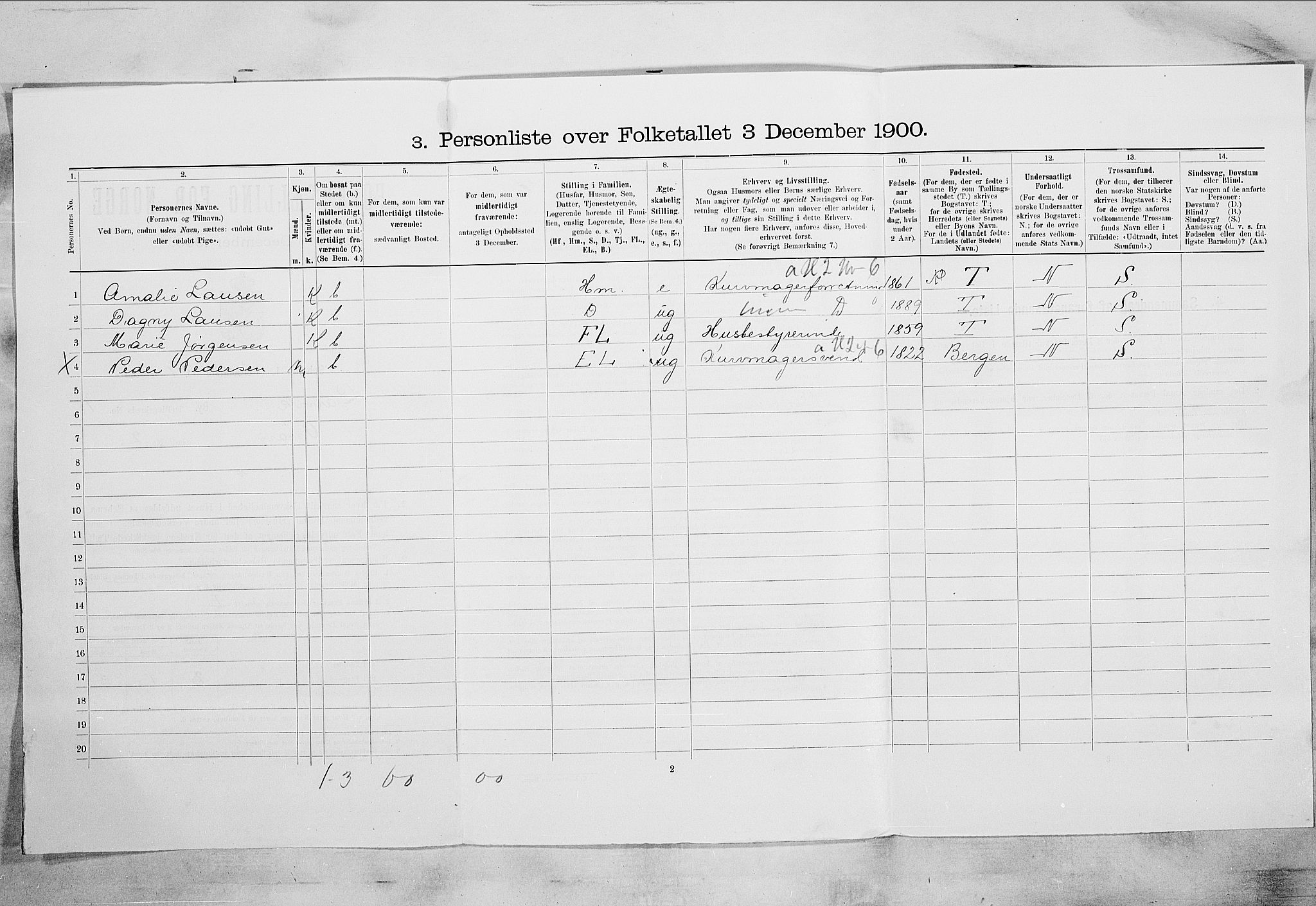 RA, Folketelling 1900 for 0707 Larvik kjøpstad, 1900, s. 963