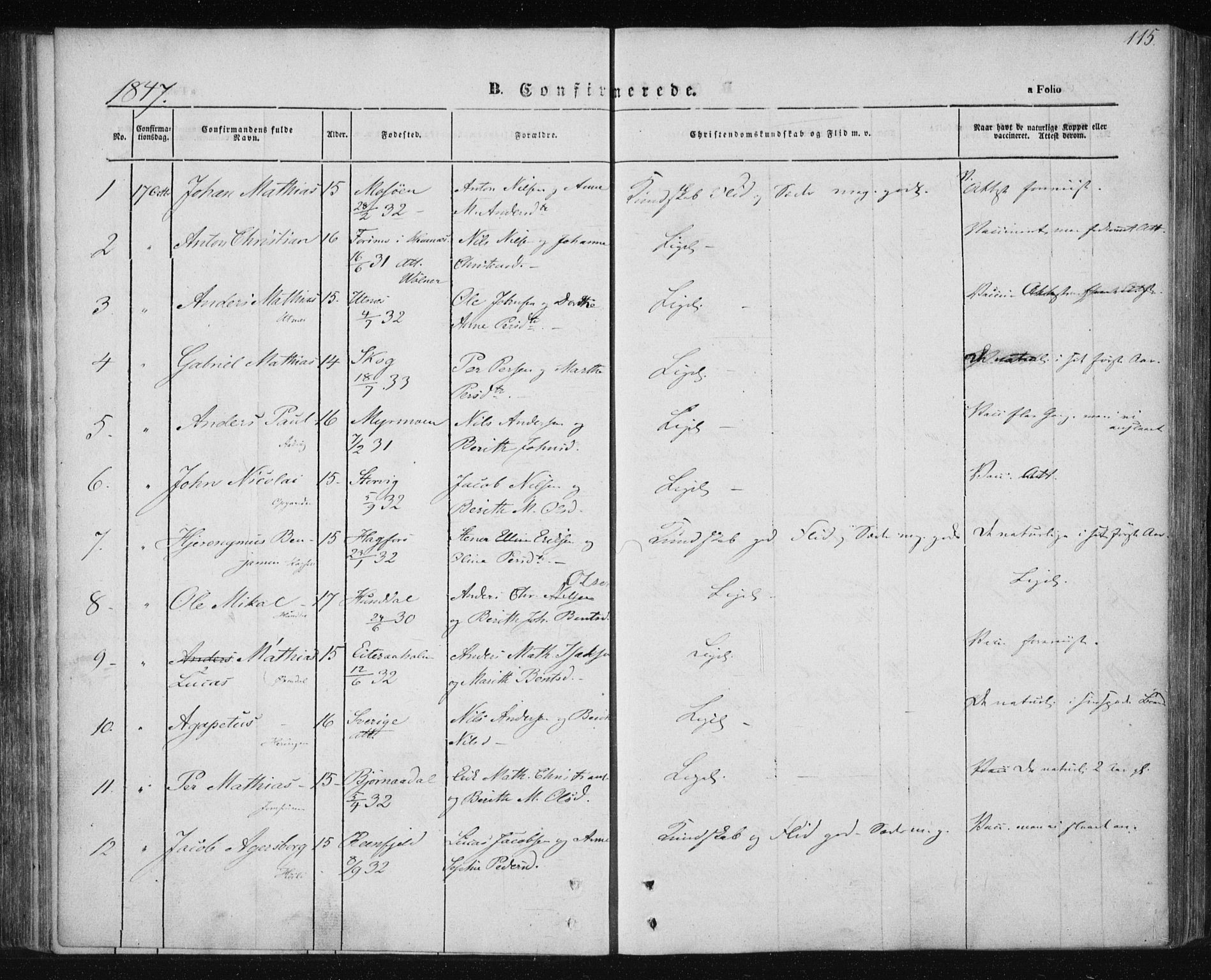 Ministerialprotokoller, klokkerbøker og fødselsregistre - Nordland, AV/SAT-A-1459/820/L0291: Ministerialbok nr. 820A12, 1846-1854, s. 115