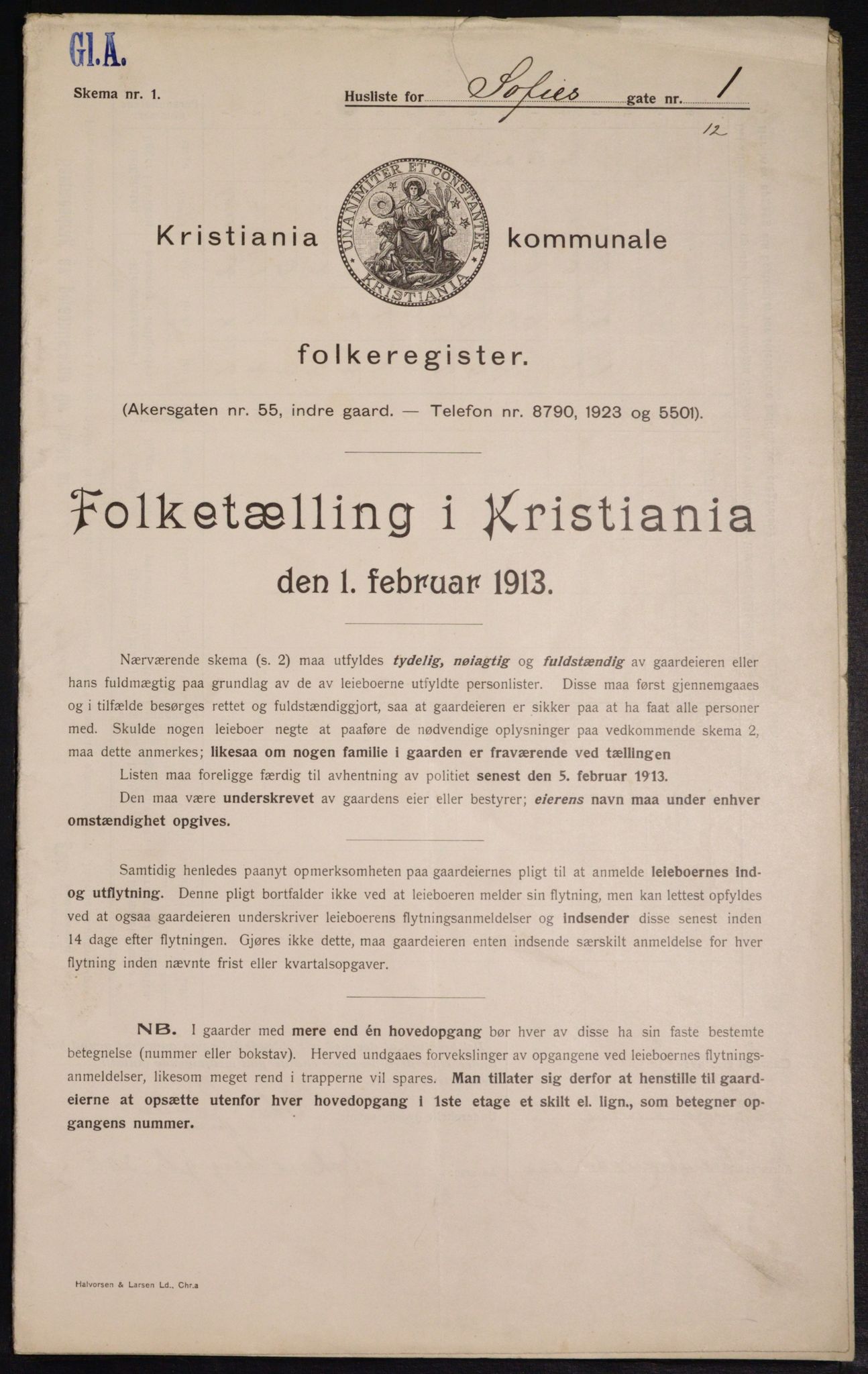 OBA, Kommunal folketelling 1.2.1913 for Kristiania, 1913, s. 98693