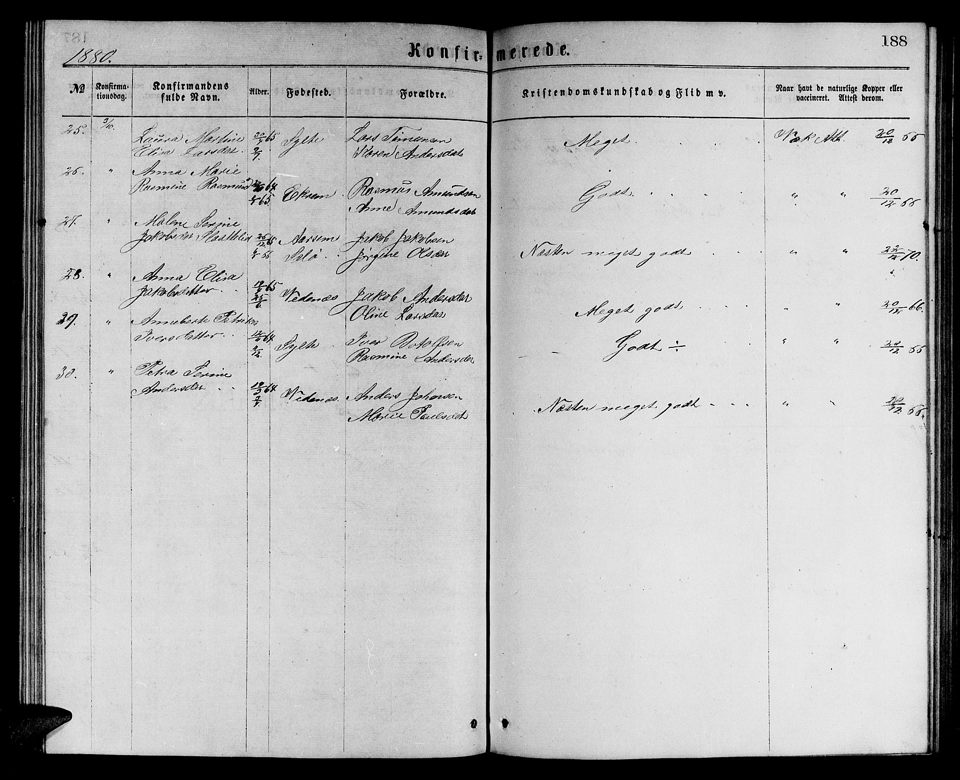 Ministerialprotokoller, klokkerbøker og fødselsregistre - Møre og Romsdal, SAT/A-1454/501/L0016: Klokkerbok nr. 501C02, 1868-1884, s. 188