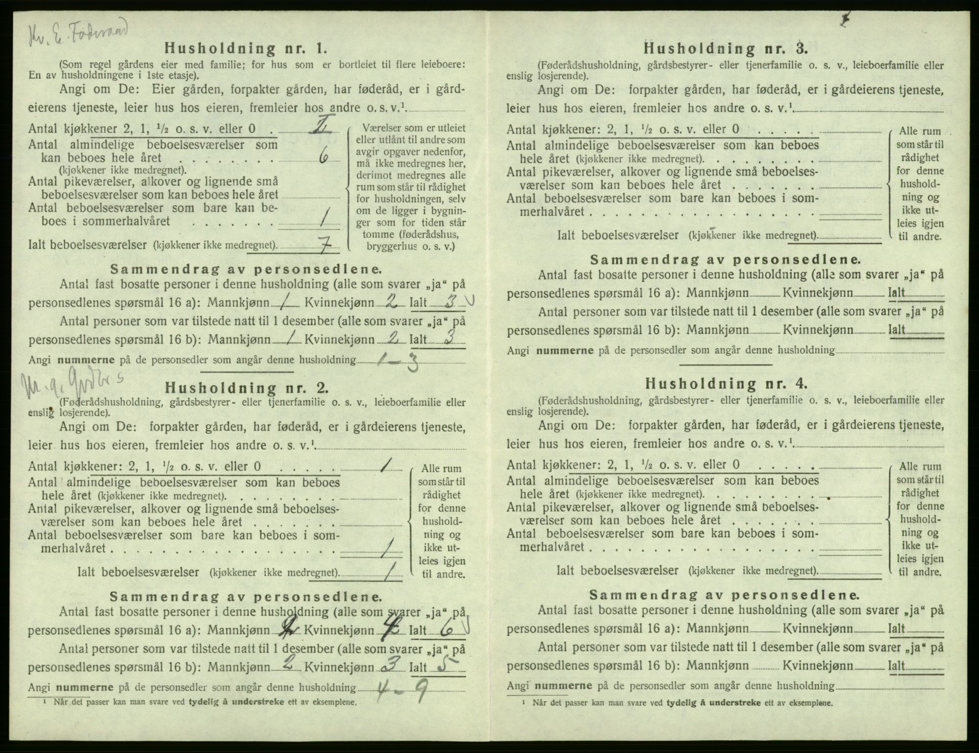 SAB, Folketelling 1920 for 1228 Odda herred, 1920, s. 1022