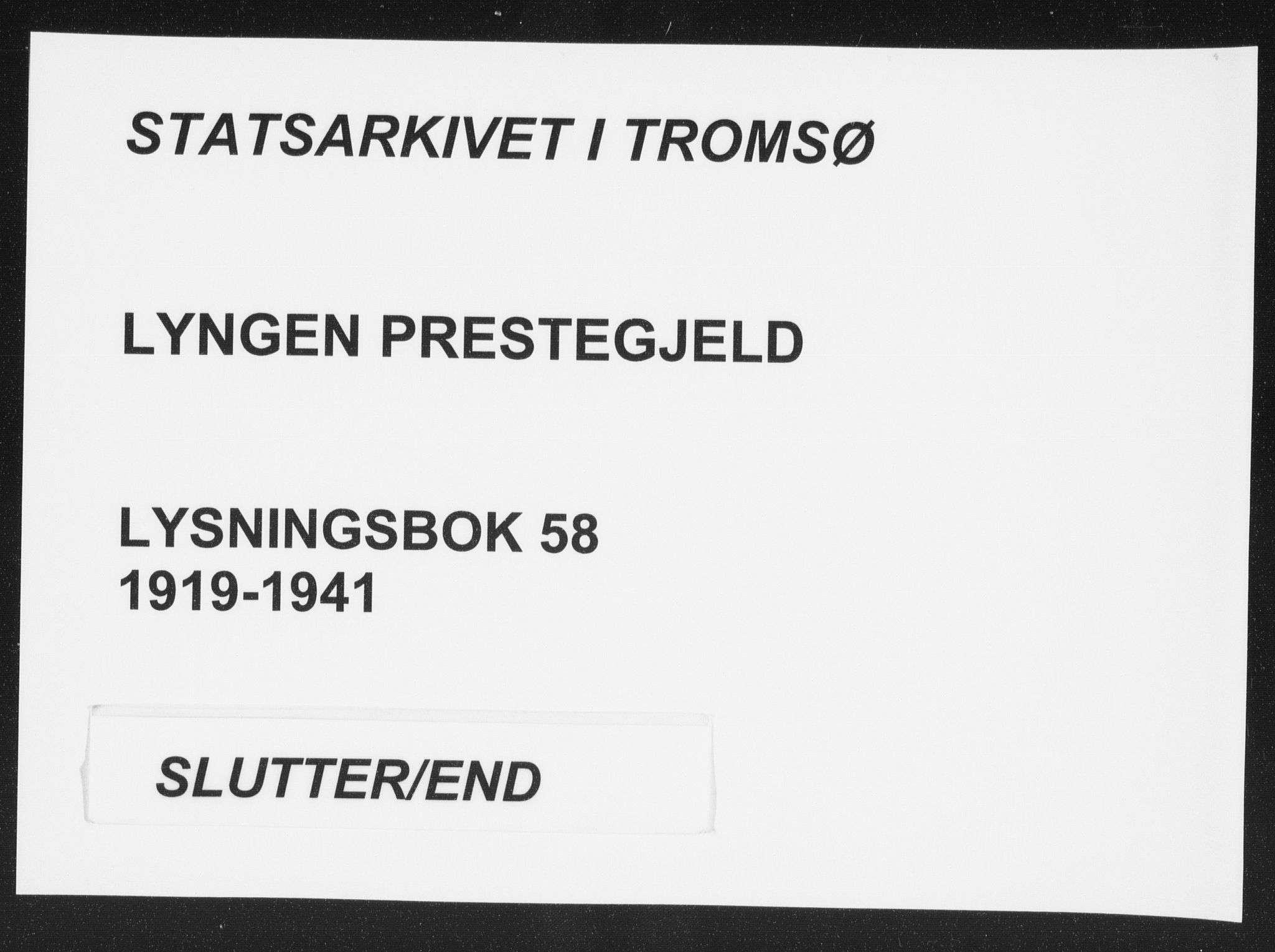 Lyngen sokneprestembete, AV/SATØ-S-1289/I/Ic/L0058: Lysningsprotokoll nr. 58, 1919-1941