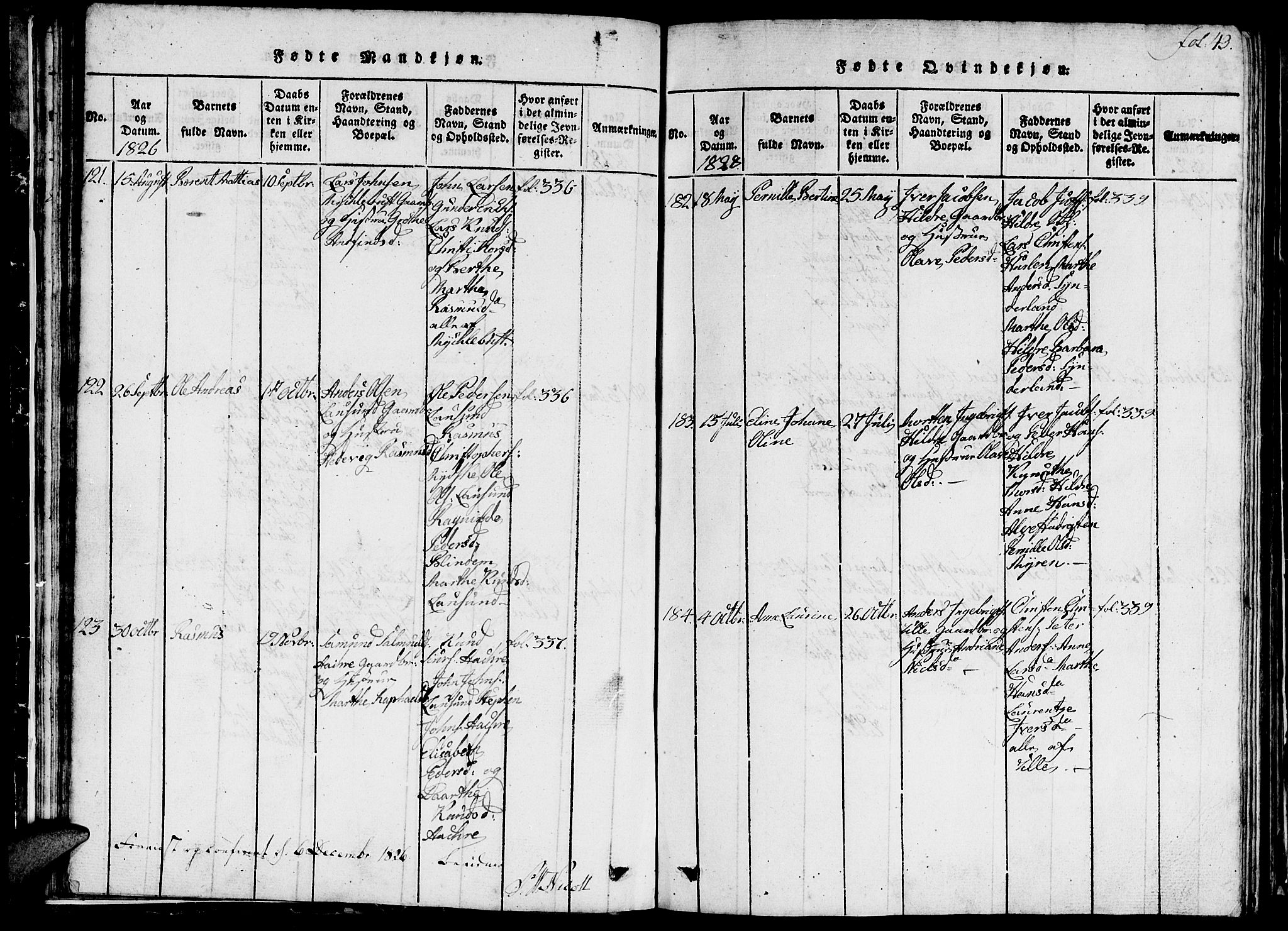 Ministerialprotokoller, klokkerbøker og fødselsregistre - Møre og Romsdal, AV/SAT-A-1454/536/L0506: Klokkerbok nr. 536C01, 1818-1859, s. 43