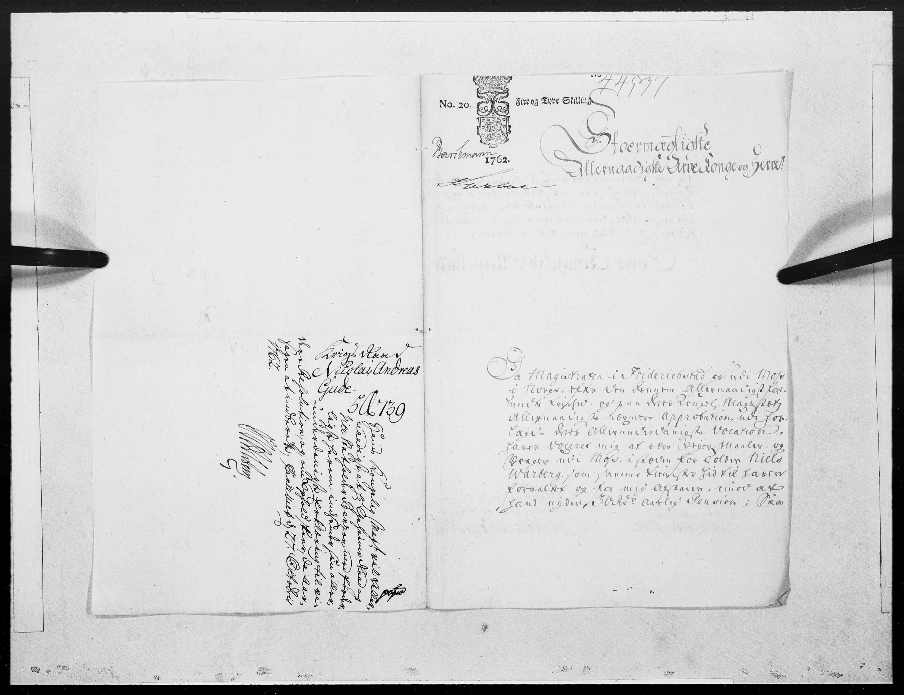 Danske Kanselli 1572-1799, AV/RA-EA-3023/F/Fc/Fcc/Fcca/L0184: Norske innlegg 1572-1799, 1762, s. 516