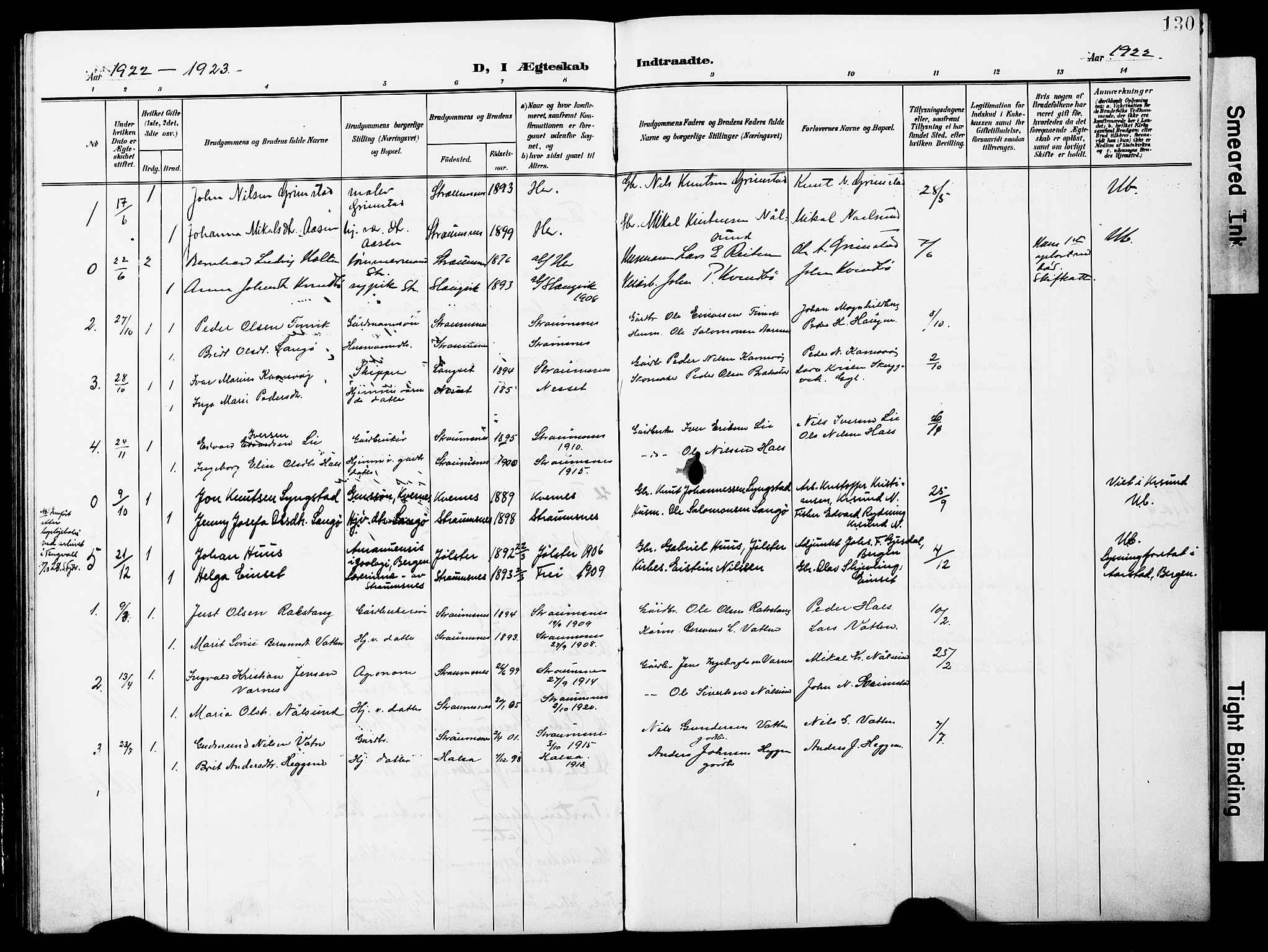 Ministerialprotokoller, klokkerbøker og fødselsregistre - Møre og Romsdal, AV/SAT-A-1454/587/L1001: Klokkerbok nr. 587C01, 1906-1927, s. 130