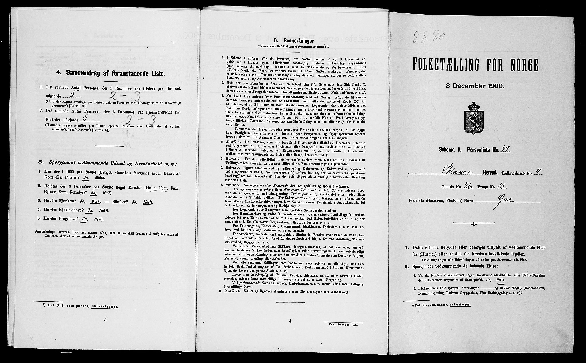 SAST, Folketelling 1900 for 1153 Skåre herred, 1900, s. 489