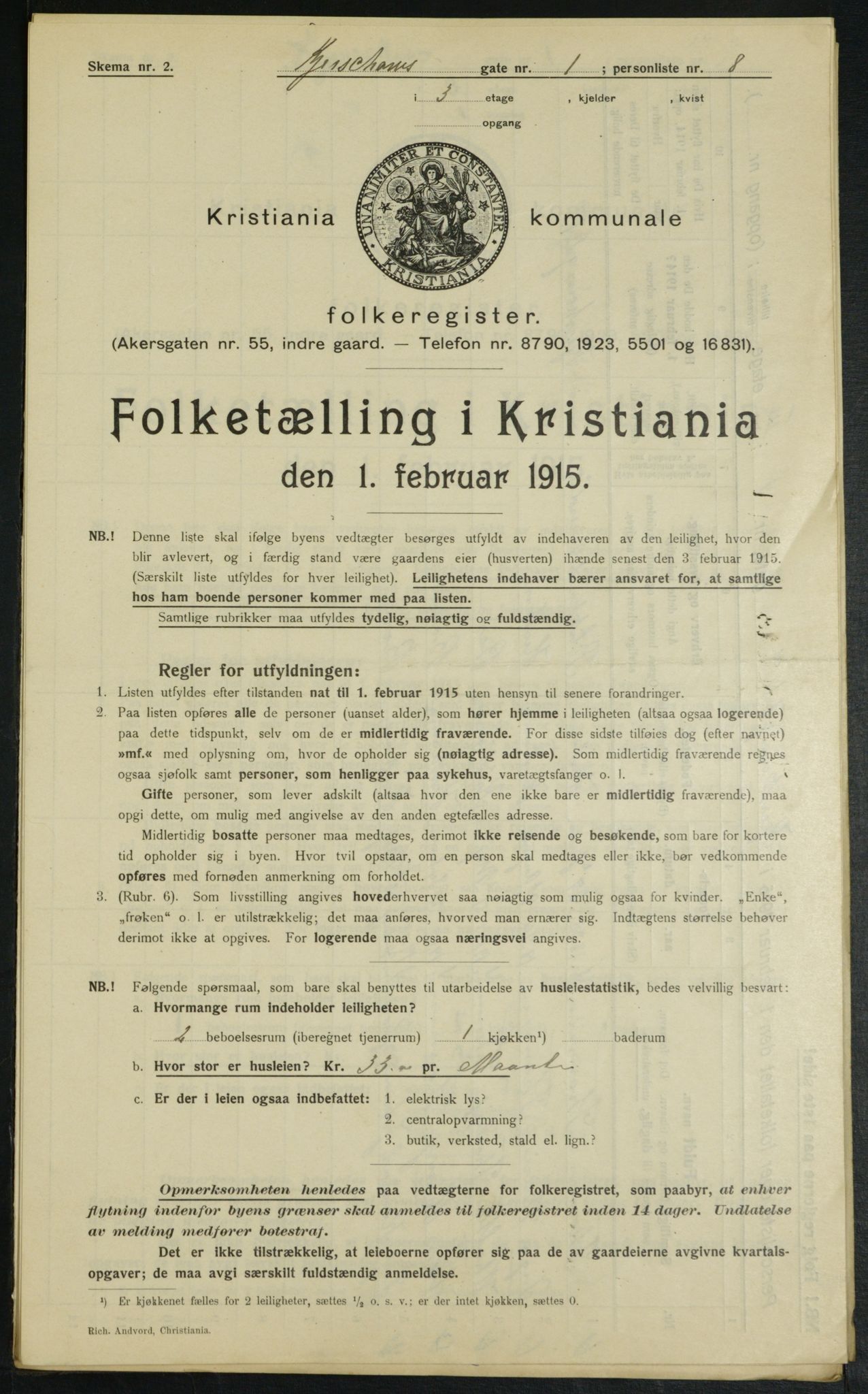 OBA, Kommunal folketelling 1.2.1915 for Kristiania, 1915, s. 48922