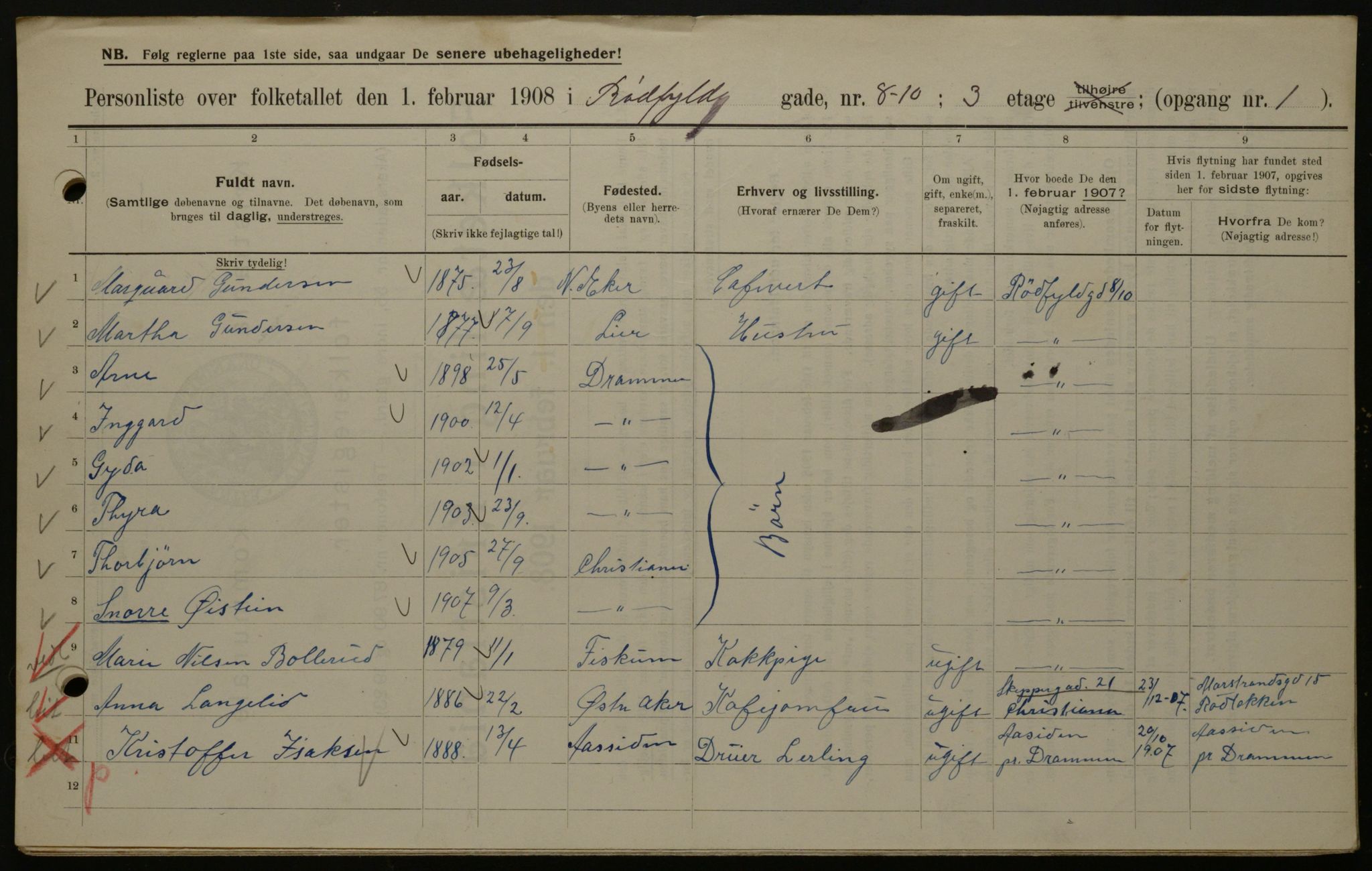 OBA, Kommunal folketelling 1.2.1908 for Kristiania kjøpstad, 1908, s. 77344